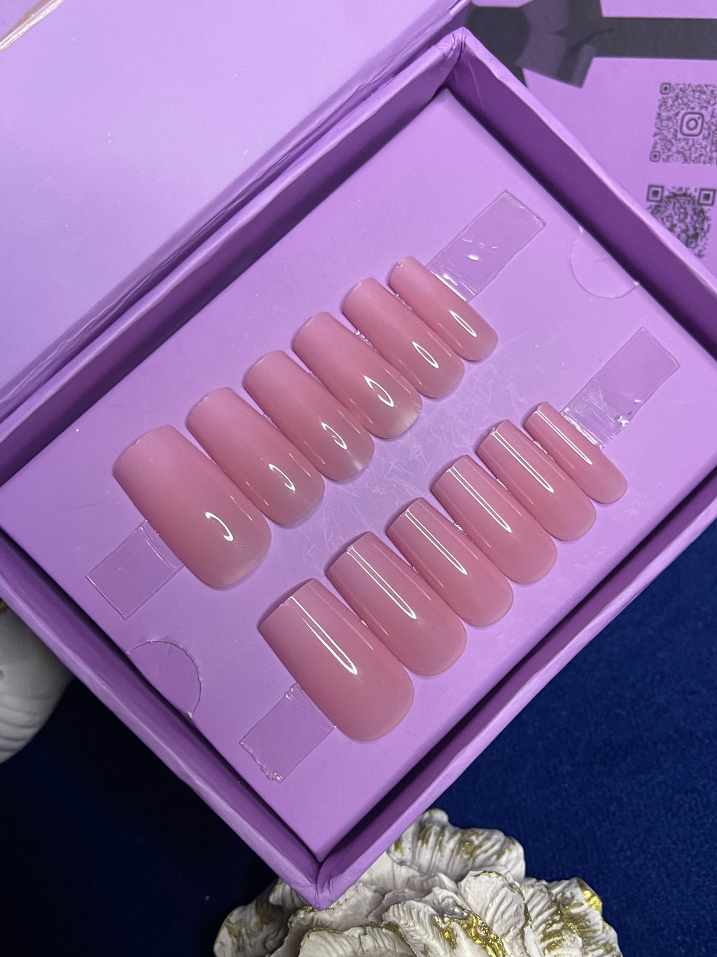 Plain Peach - Square Press Ons