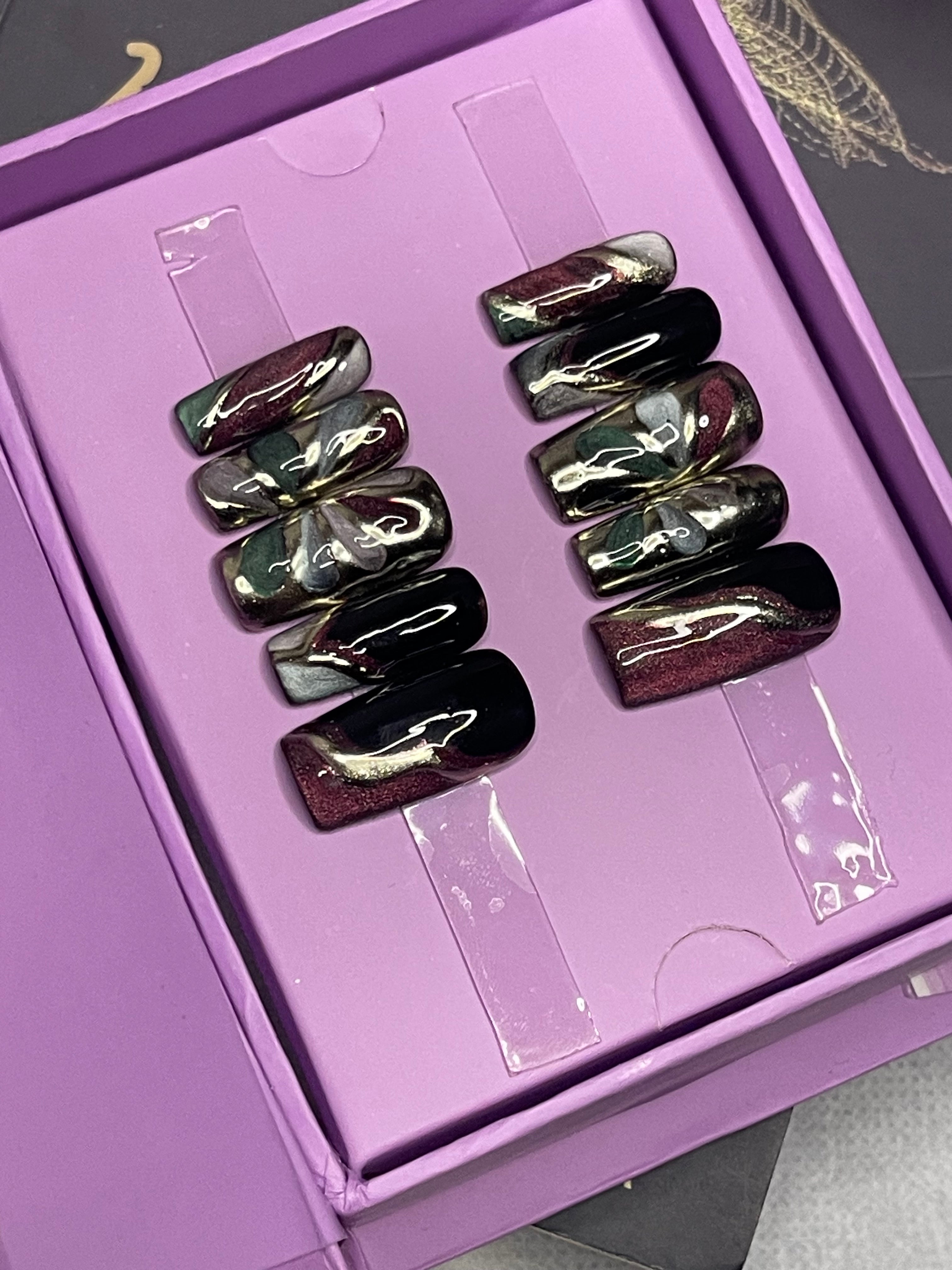 Multi floral Cat Eye - Square Press On Nails