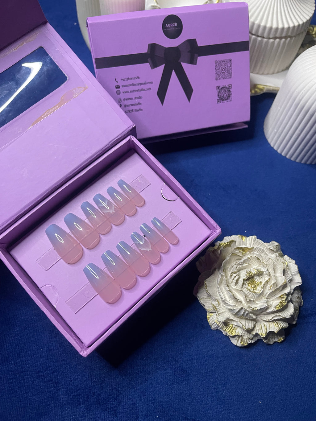 Blue French - Coffin Press On Nails