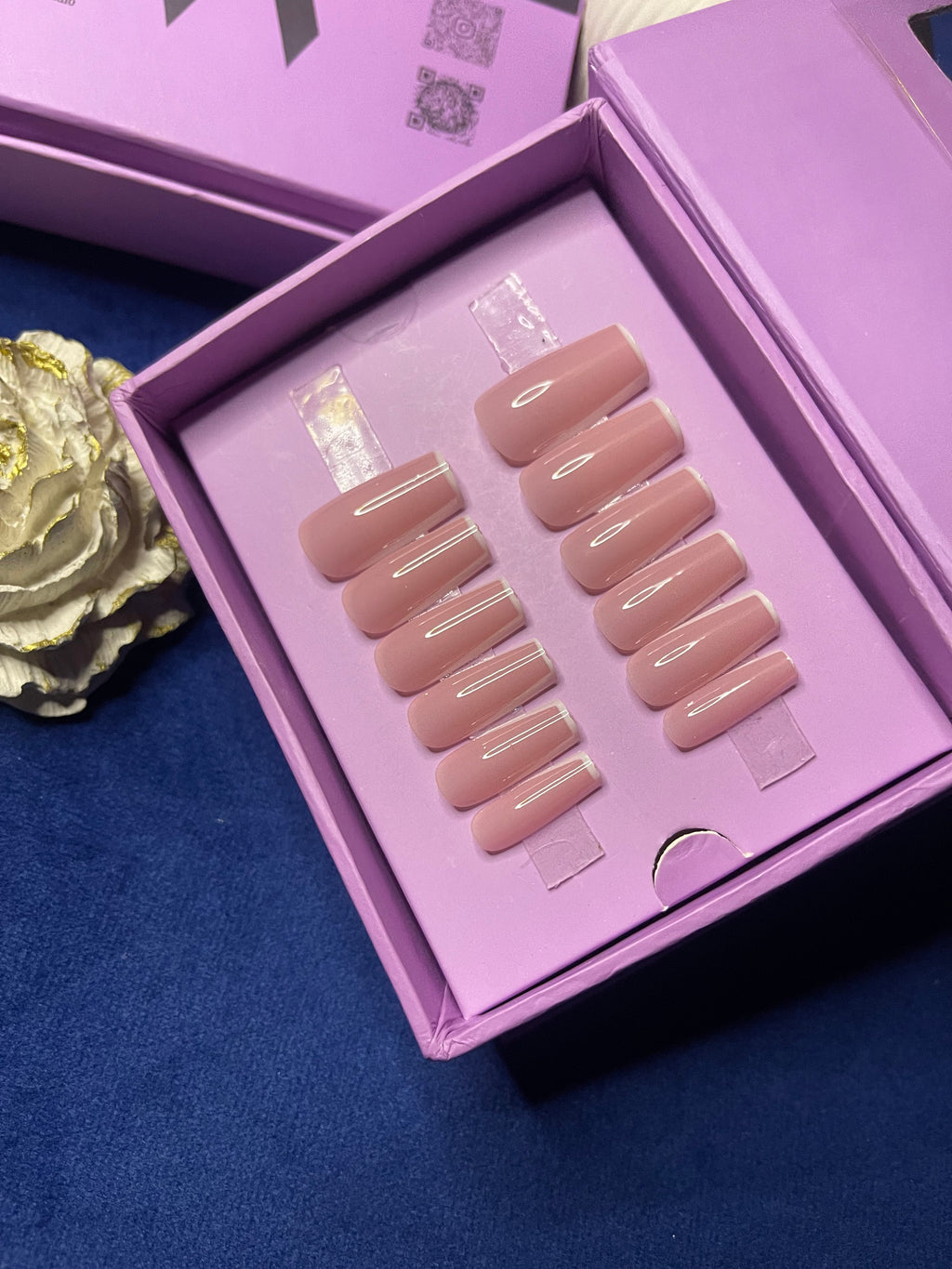 French Edges to Nude Pink- Square Press On Nails