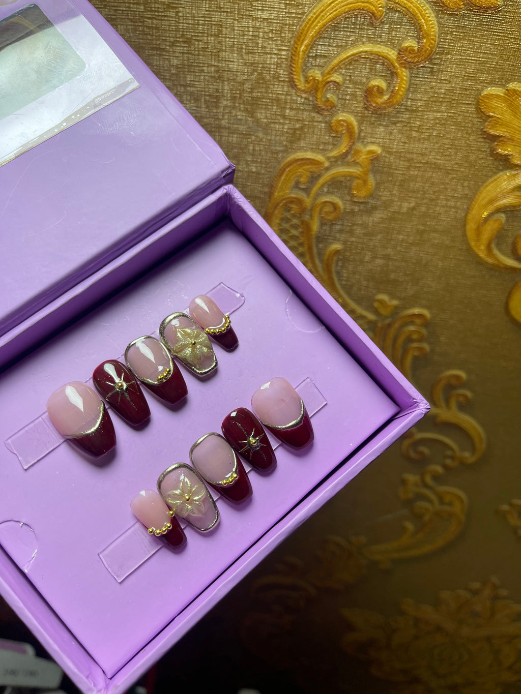 Realistic Red Event Glam - Short Coffin Press Ons