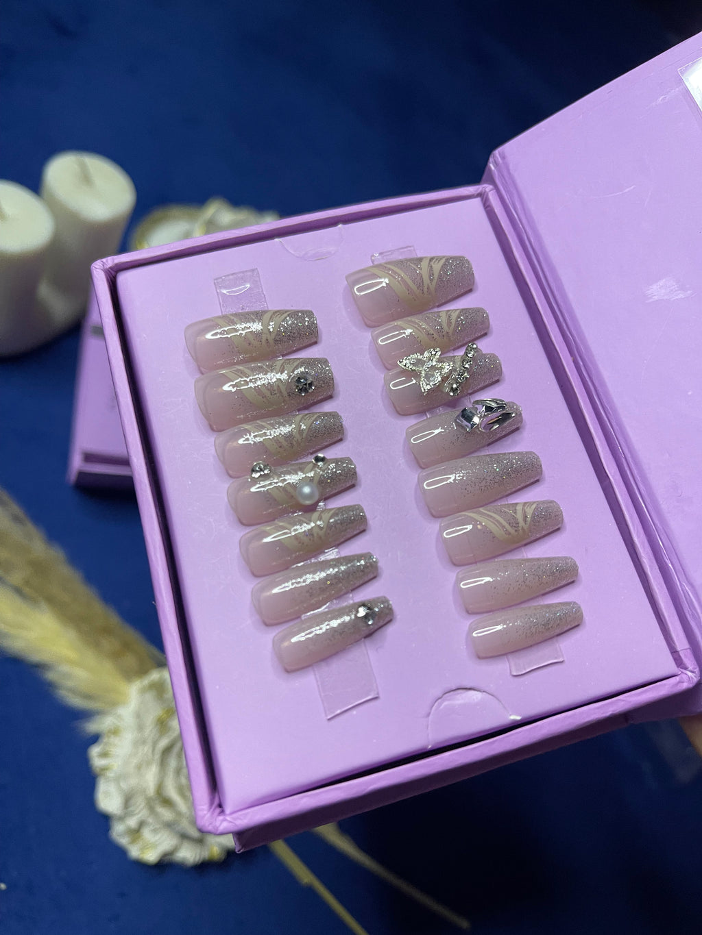 Silver Butterfly - Coffin Press Ons