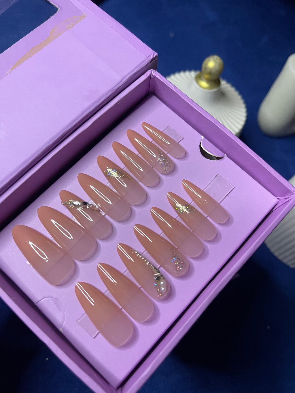 Peachy Ombre - Almond Extra Long Press Ons