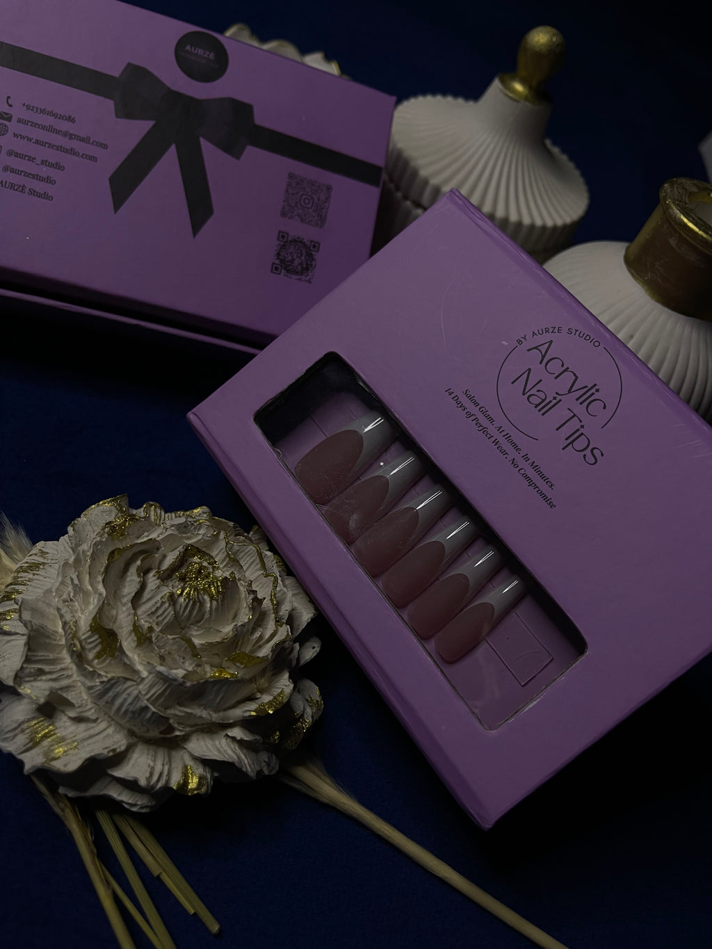 White U French- Coffin Long Press Ons