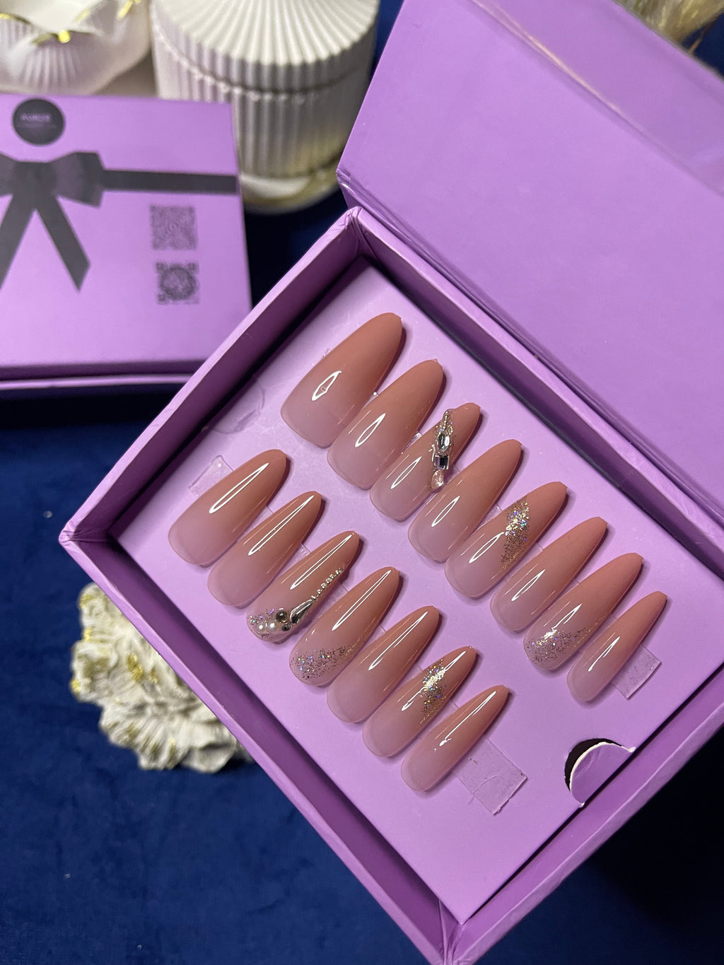 Peachy Ombre - Almond Extra Long Press Ons