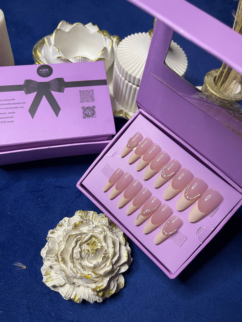 Deep U Luxury French - Almond Press Ons