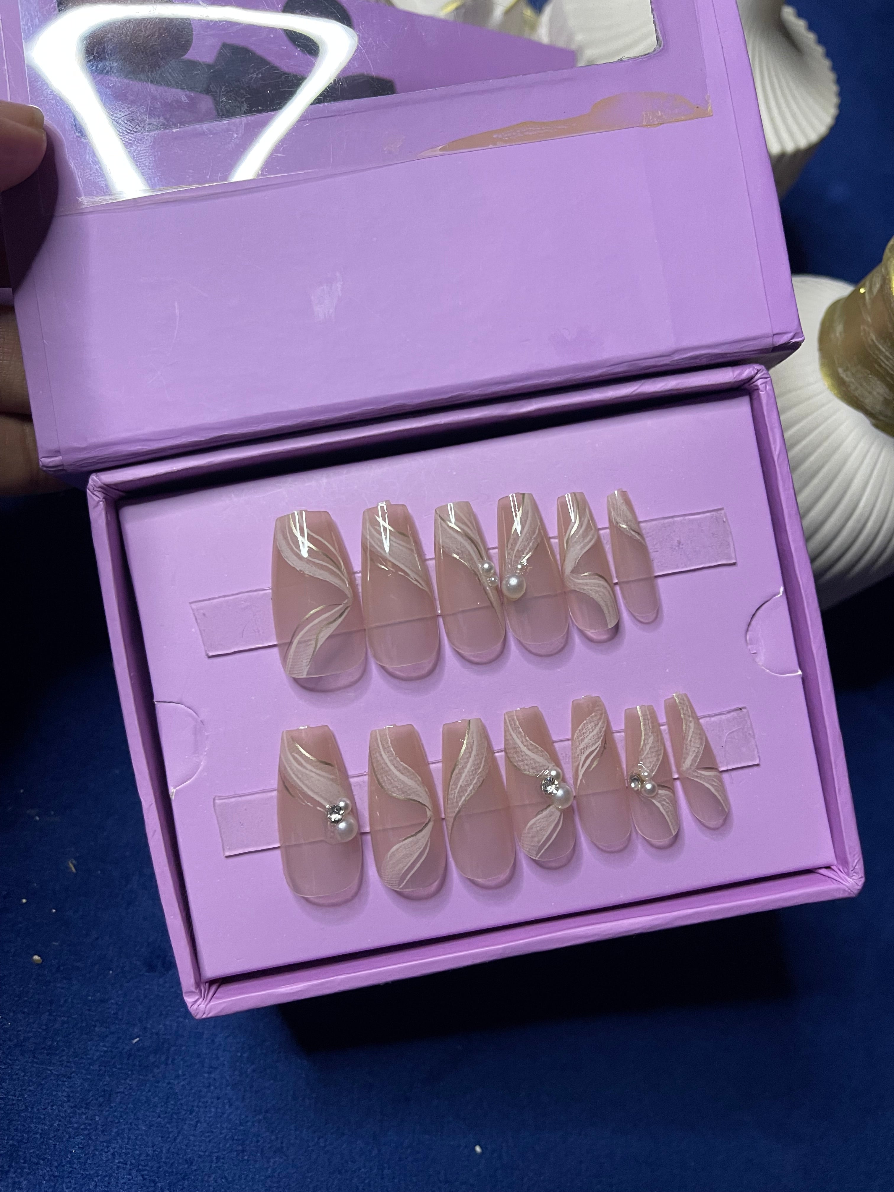 Nude Pearls - Coffin Press Ons