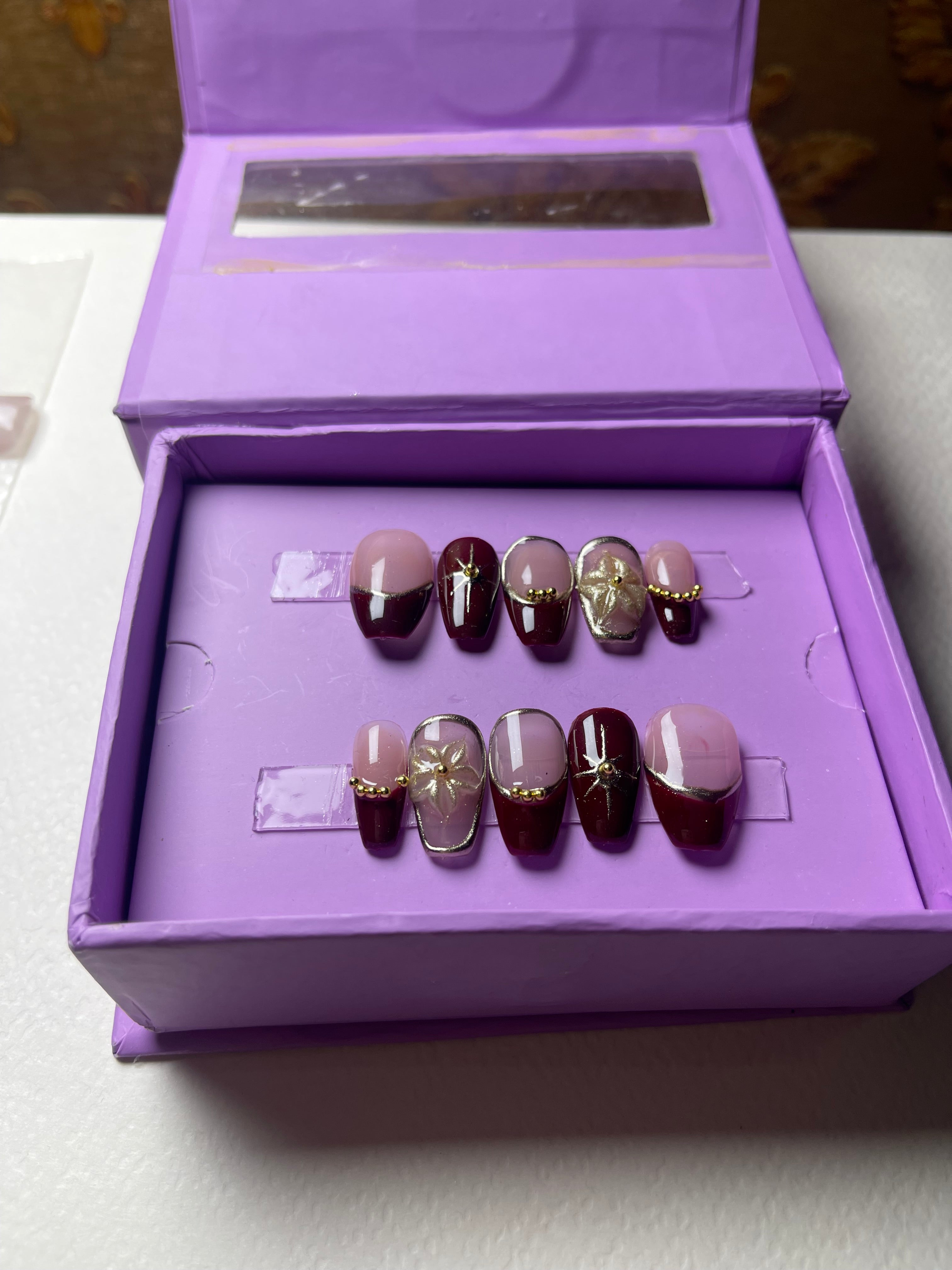 Realistic Red Event Glam - Short Coffin Press Ons