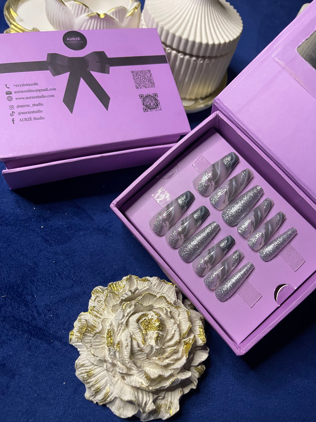 Silver Event Inspo- Coffin Press Ons