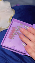 Realistic Glittery Ombre - Stiletto Press On Nails