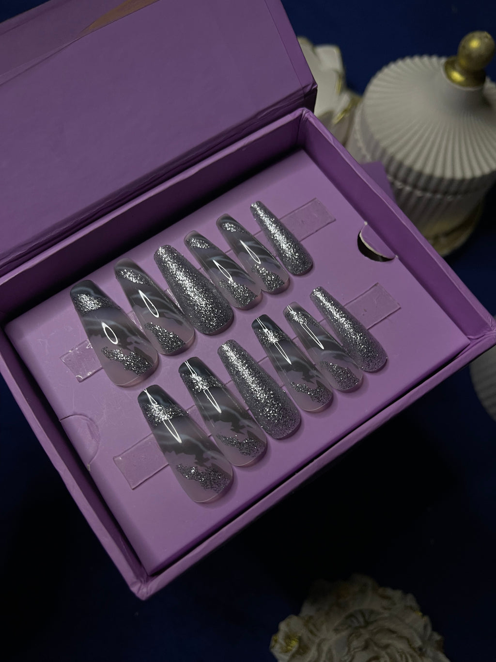 Silver Event Inspo- Coffin Press Ons