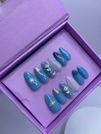 Shades of Blue - Almond Press On Nails