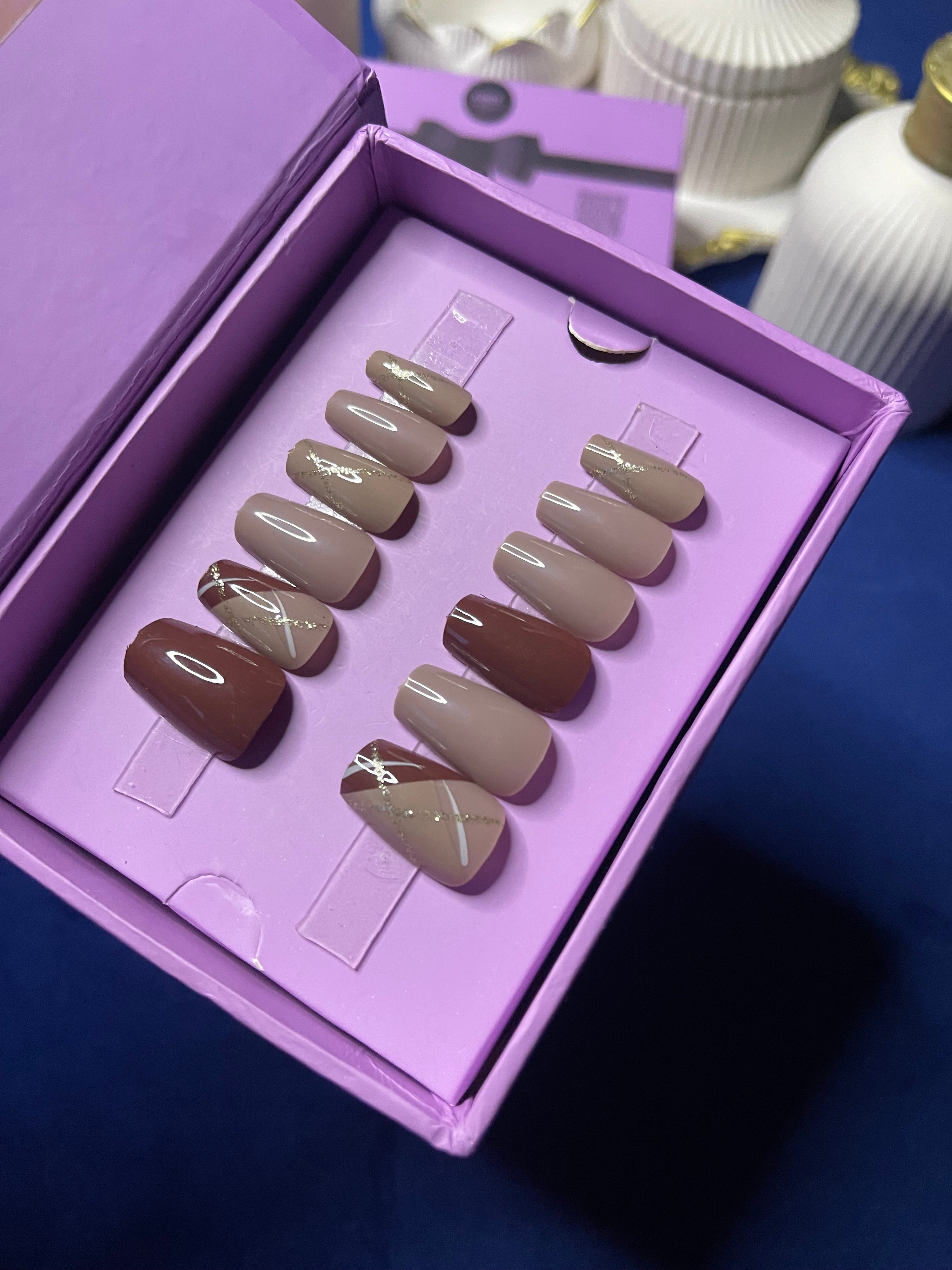 Brown French - Coffin Press Ons