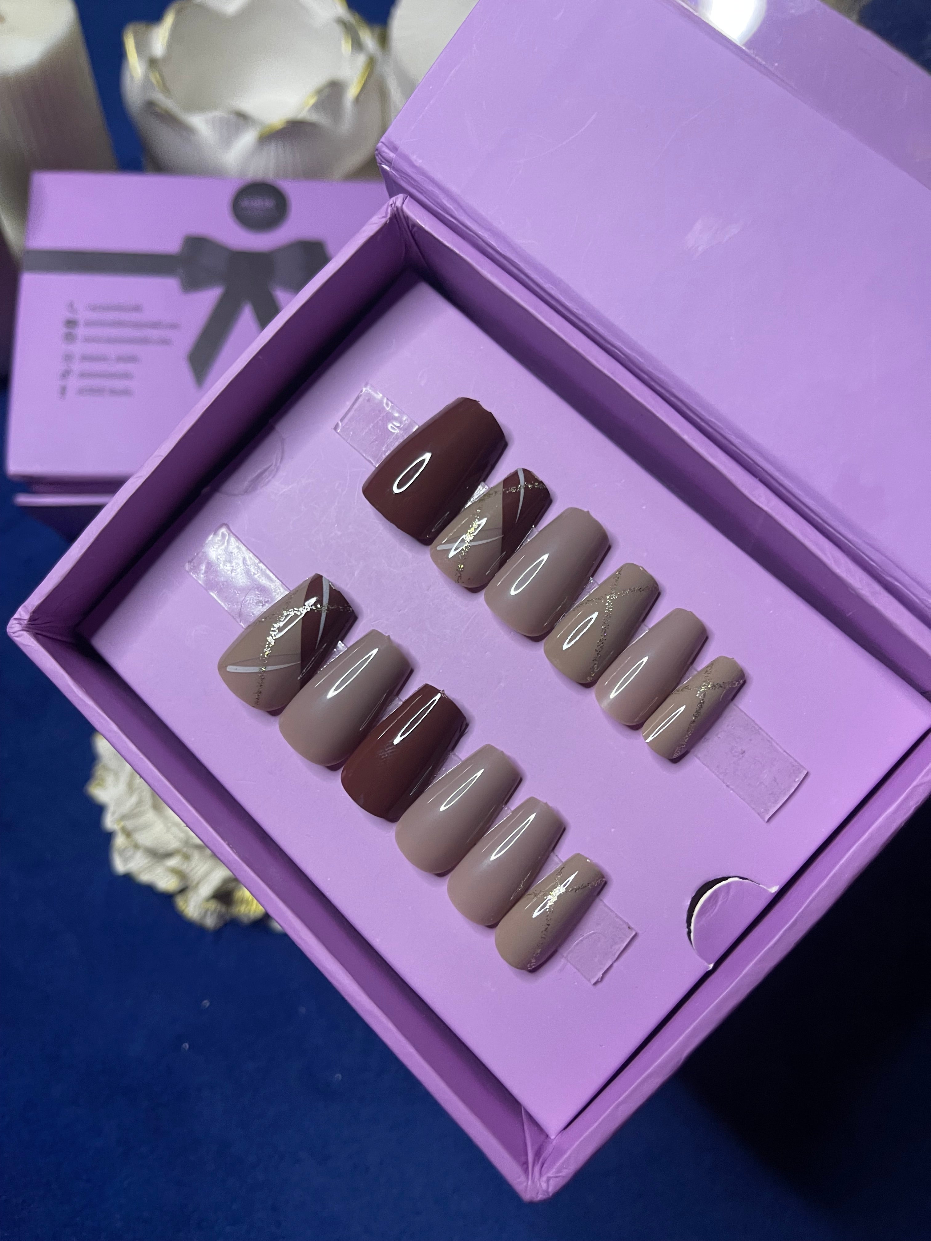 Brown French - Coffin Press Ons