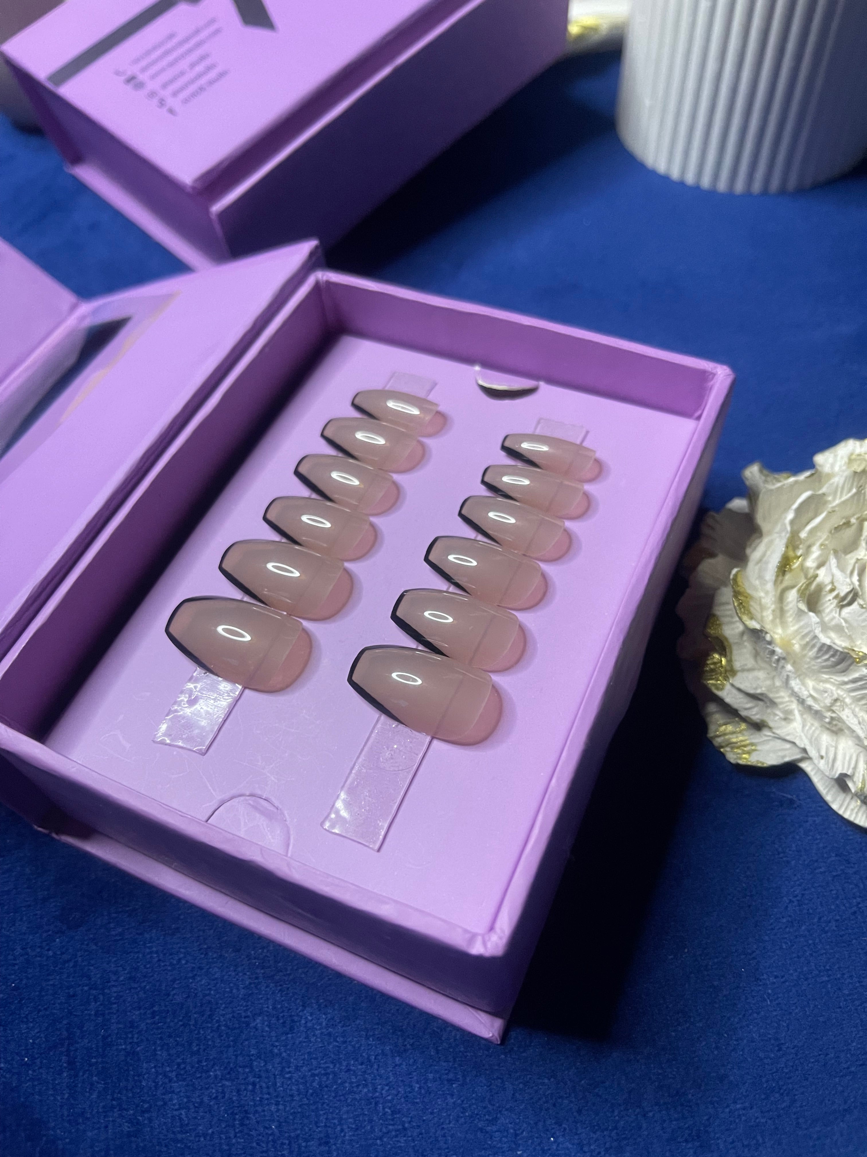 Nude Side Edge French- Coffin Press On Nails