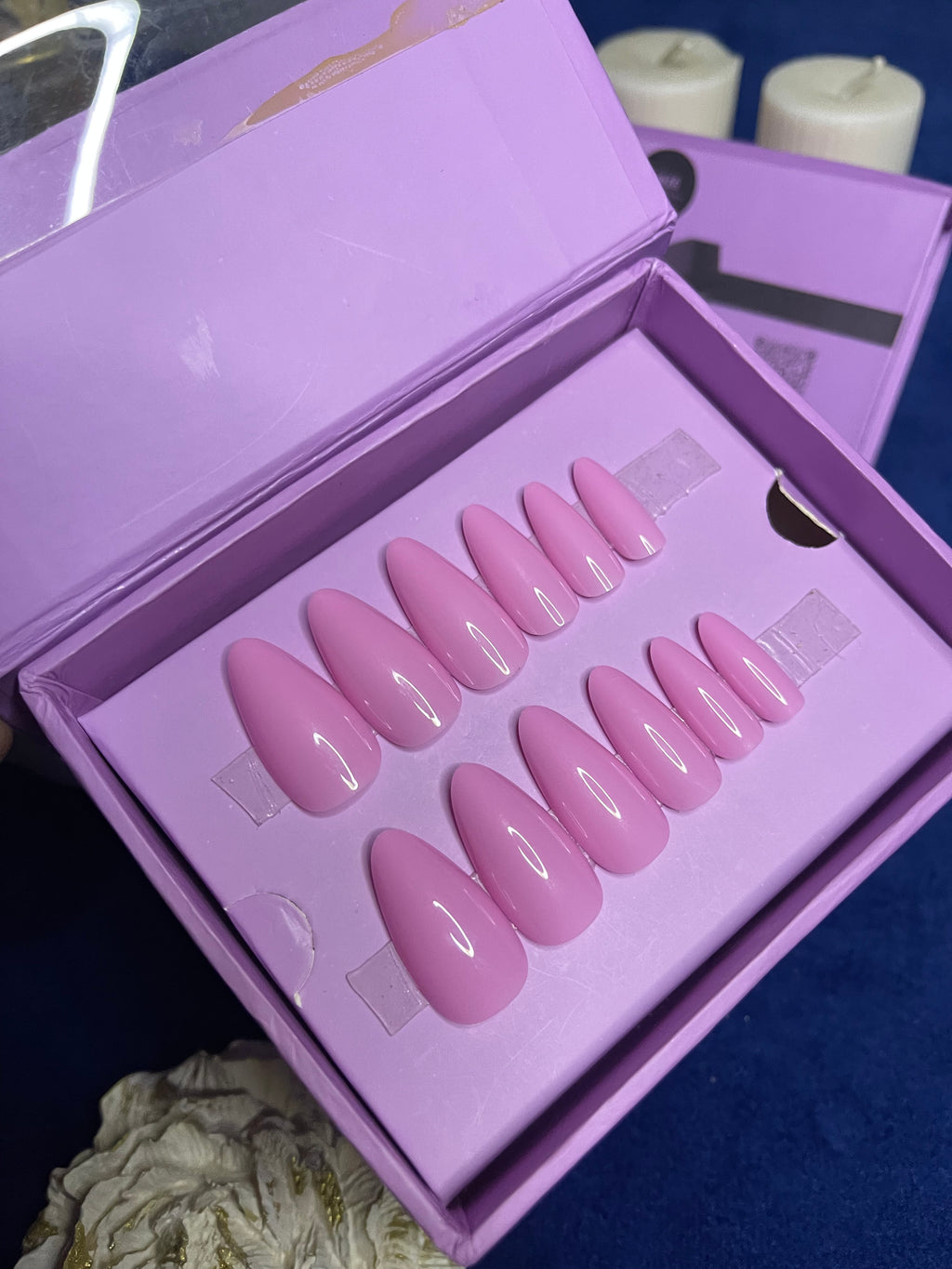 Plain Pink - Almond Press Ons