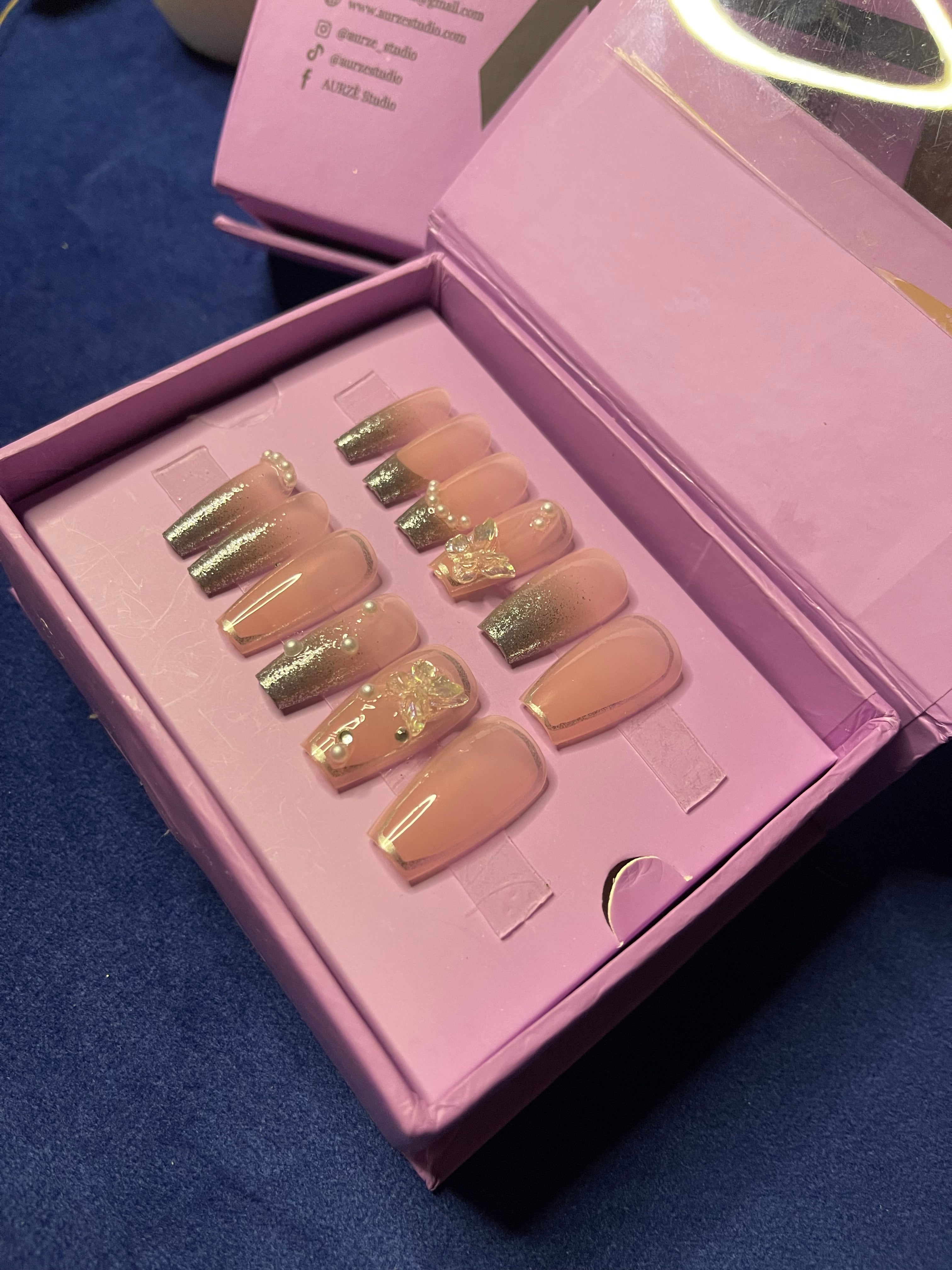 Silver French Chrome- Coffin Press Ons