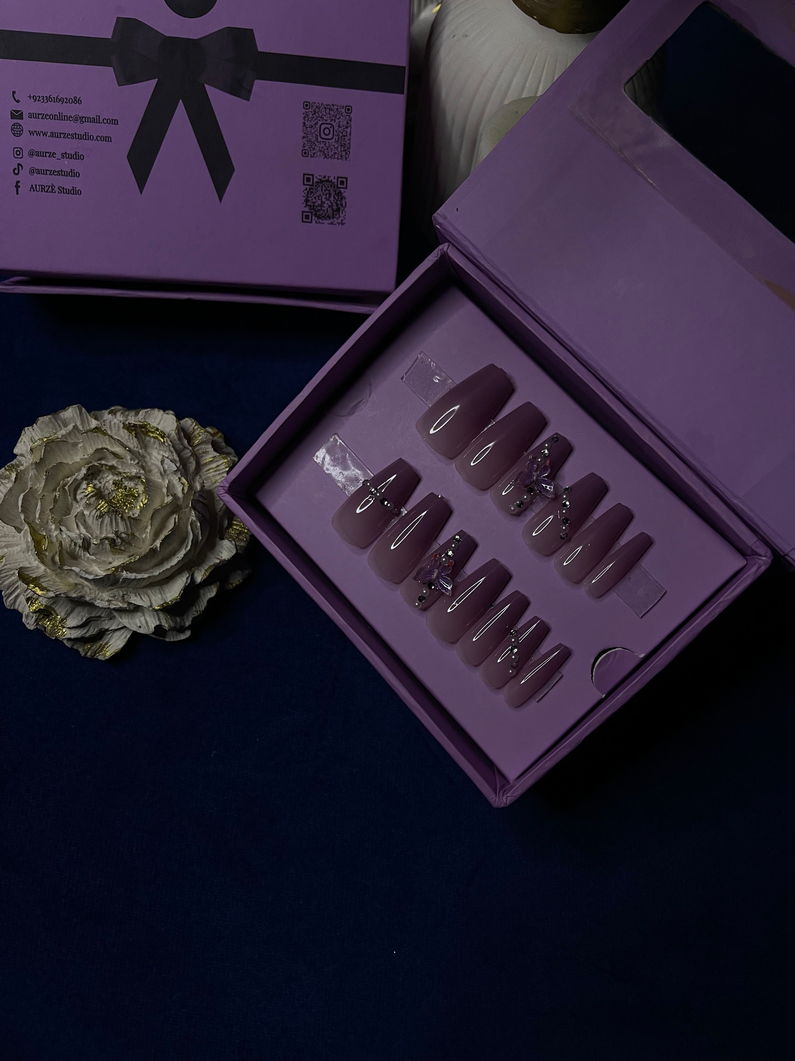 Purple Luxury Ombre- Coffin Press on Nails