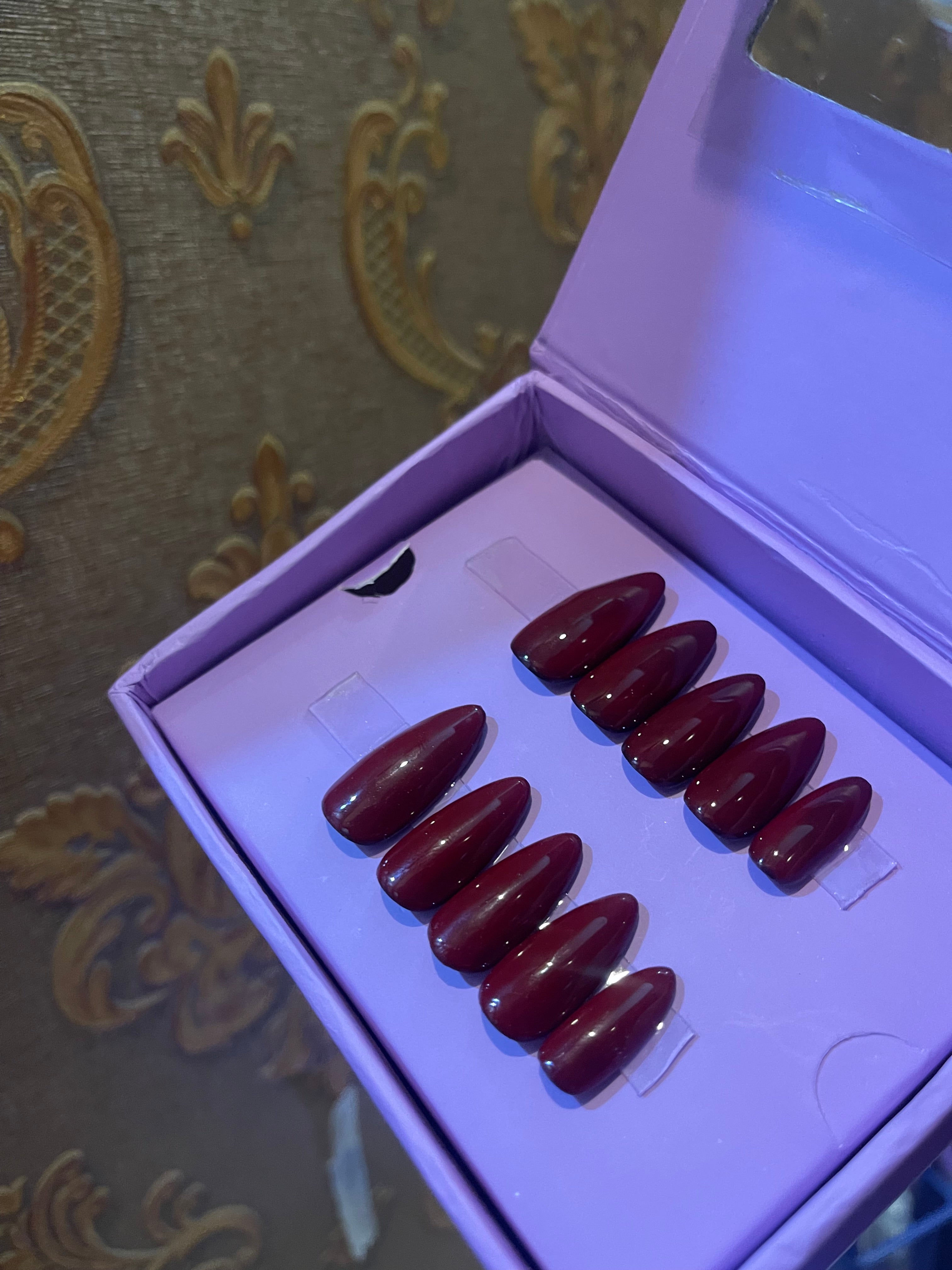 Cherry Red- Almond Press Ons