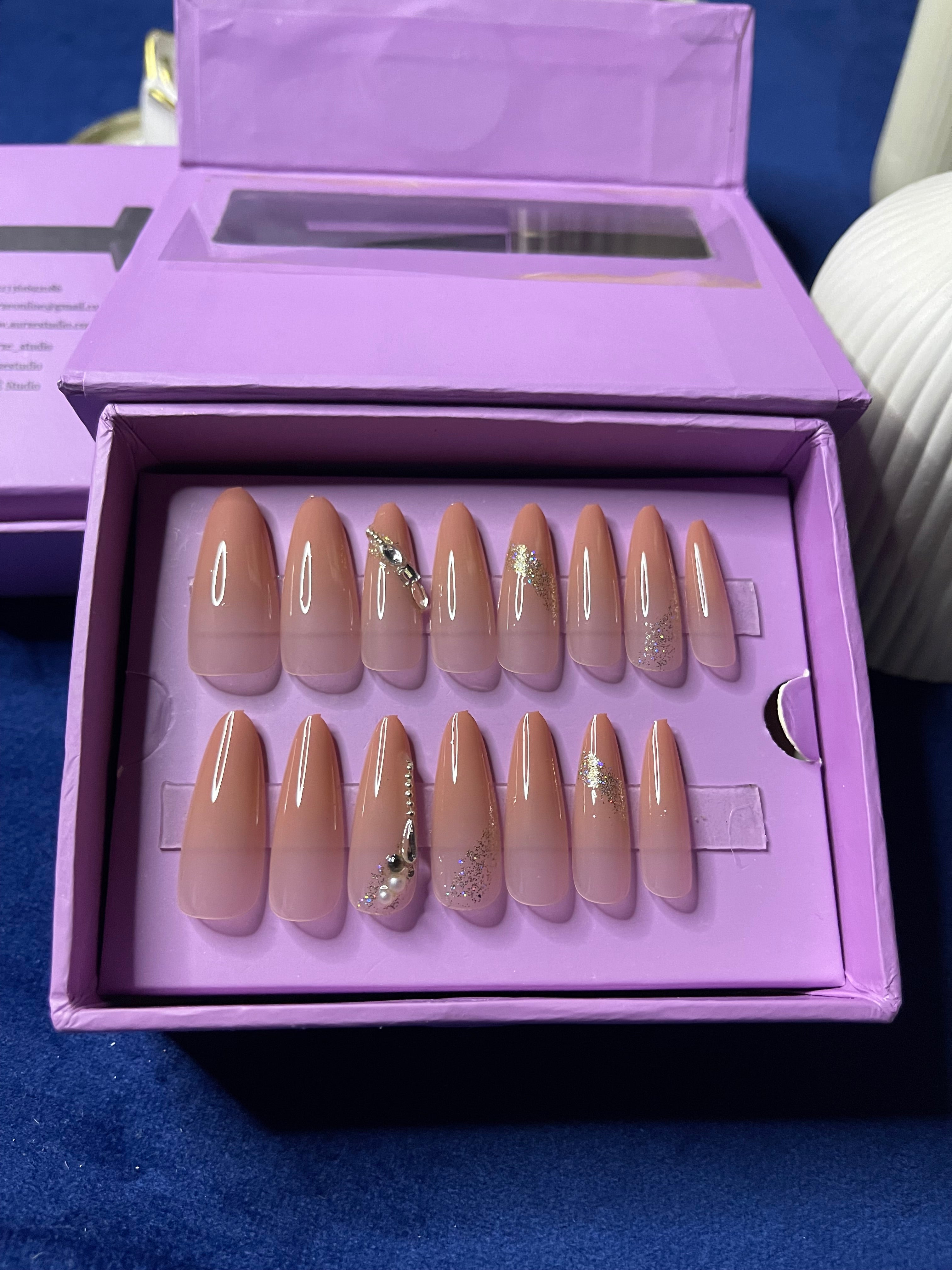 Peachy Ombre - Almond Extra Long Press Ons