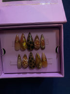 Aura of Leopard Brown- Stiletto Press On Nails