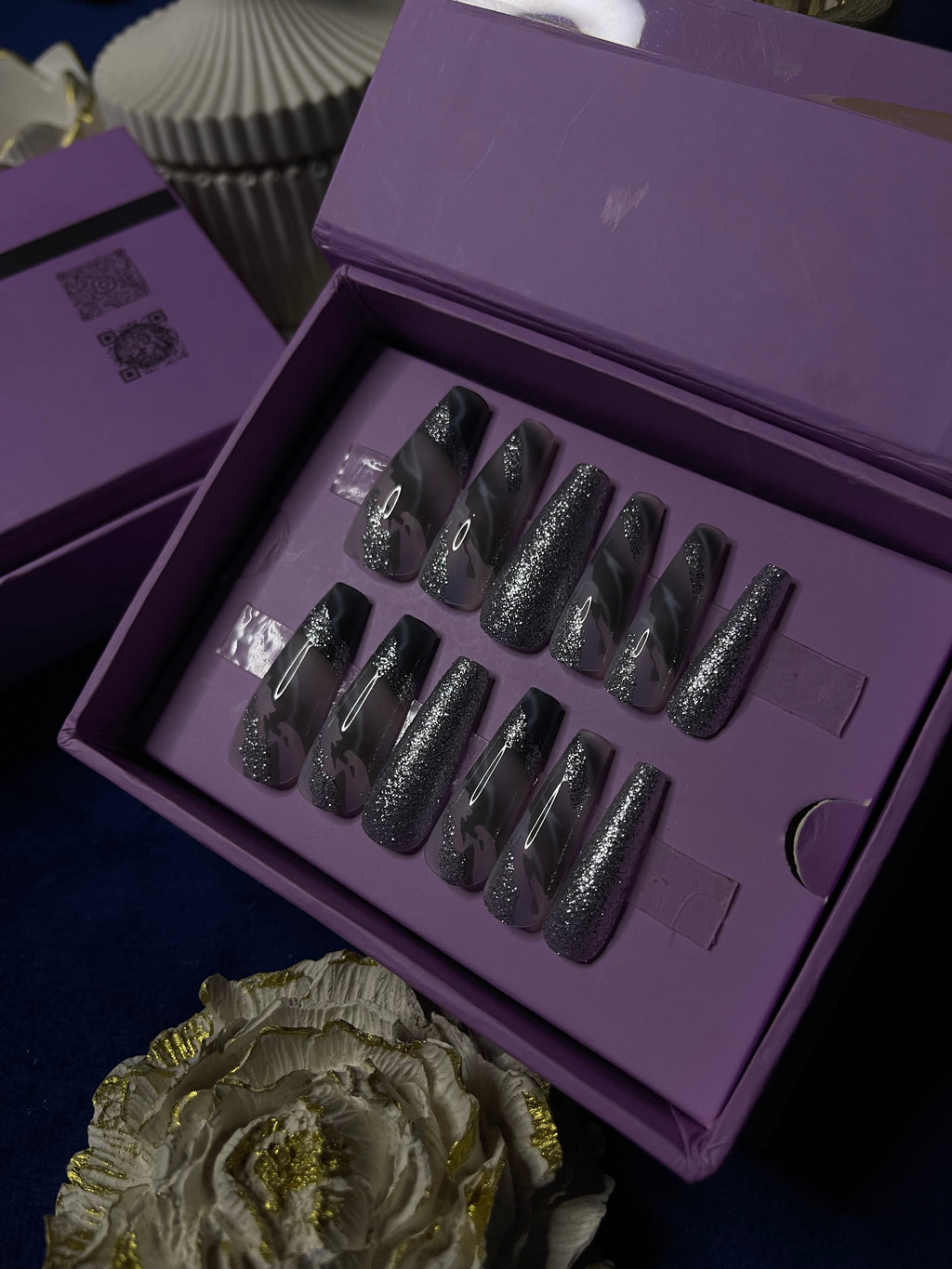 Silver Event Inspo- Coffin Press Ons