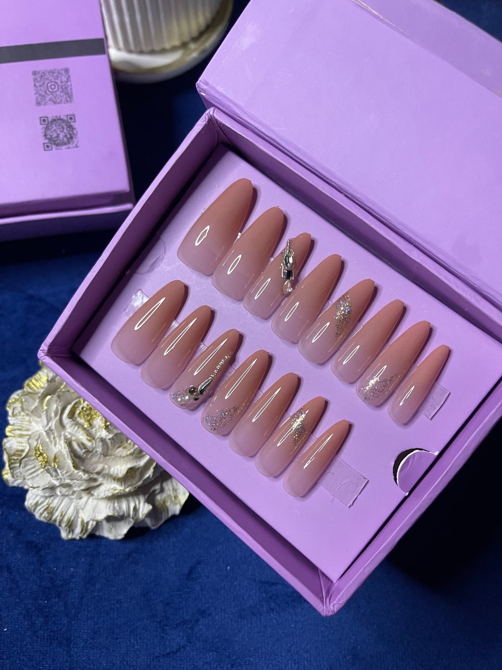 Peachy Ombre - Almond Extra Long Press Ons