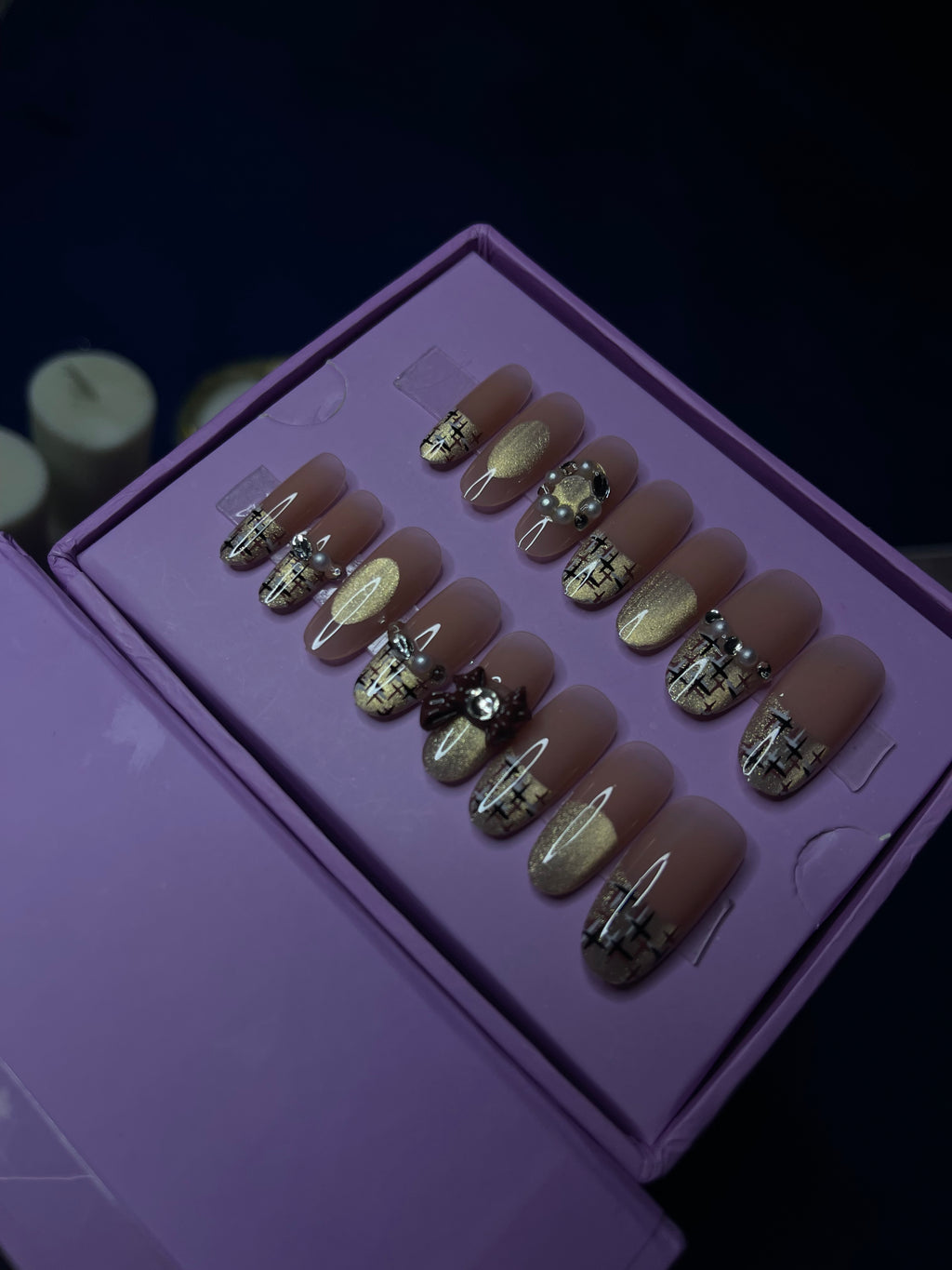 Gold French Cat Eye- Oval Press Ons