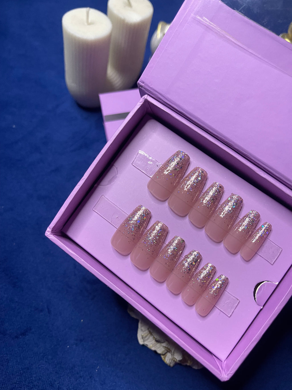 Glitter On Nude - Coffin Press Ons