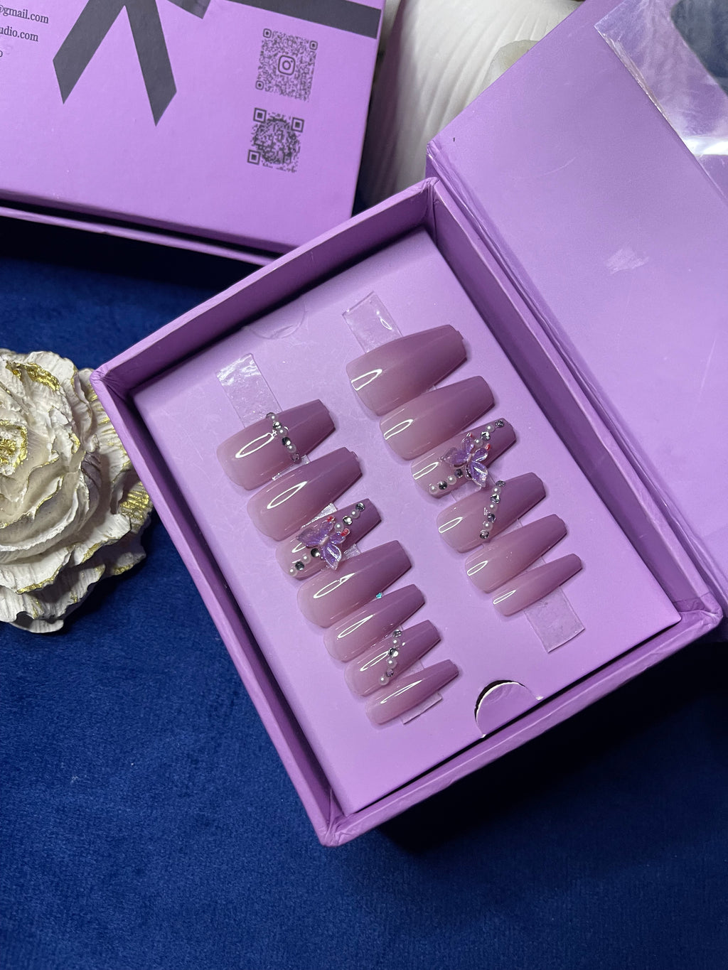 Purple Luxury Ombre- Coffin Press on Nails