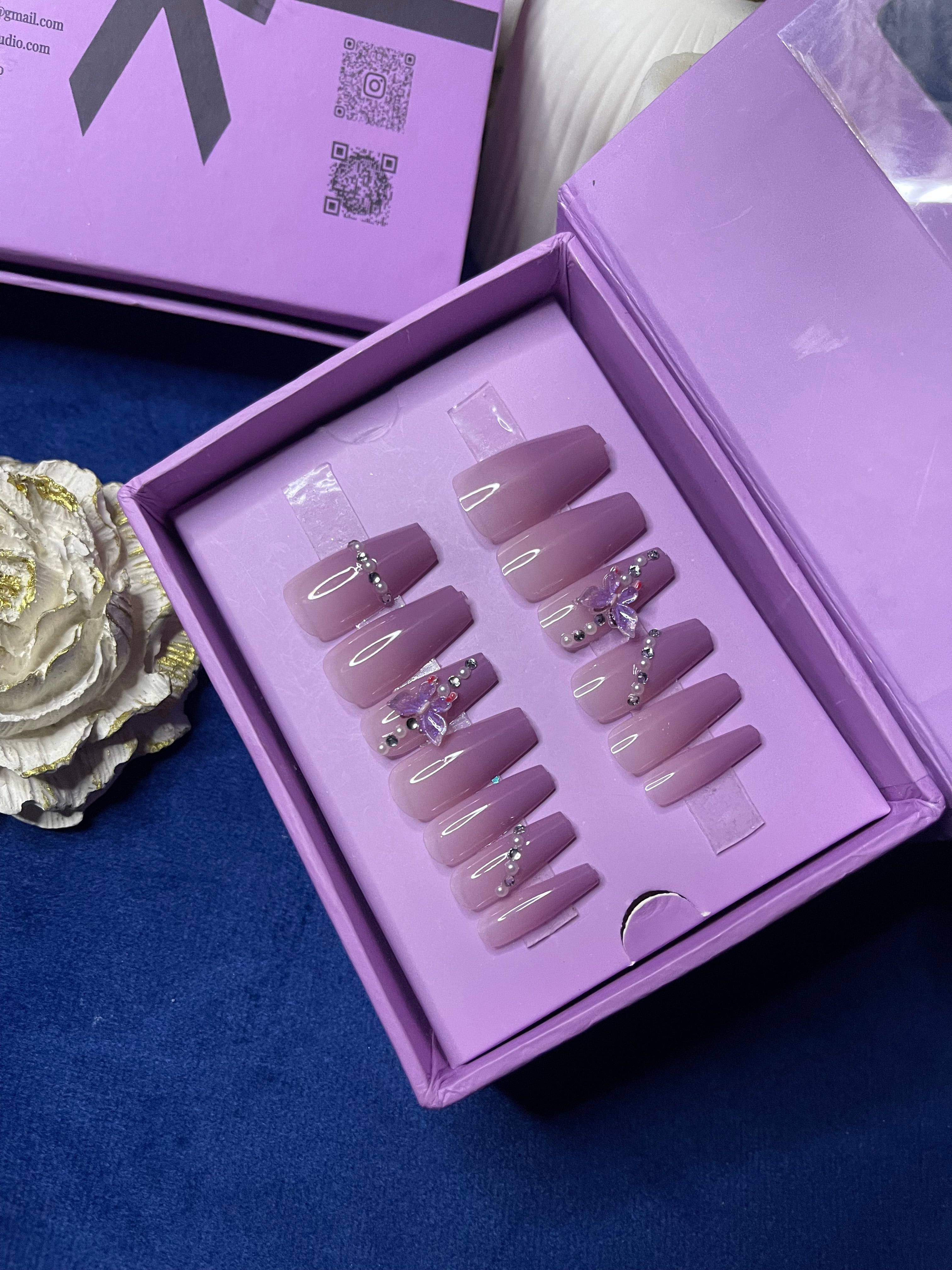 Purple Luxury Ombre- Coffin Press on Nails