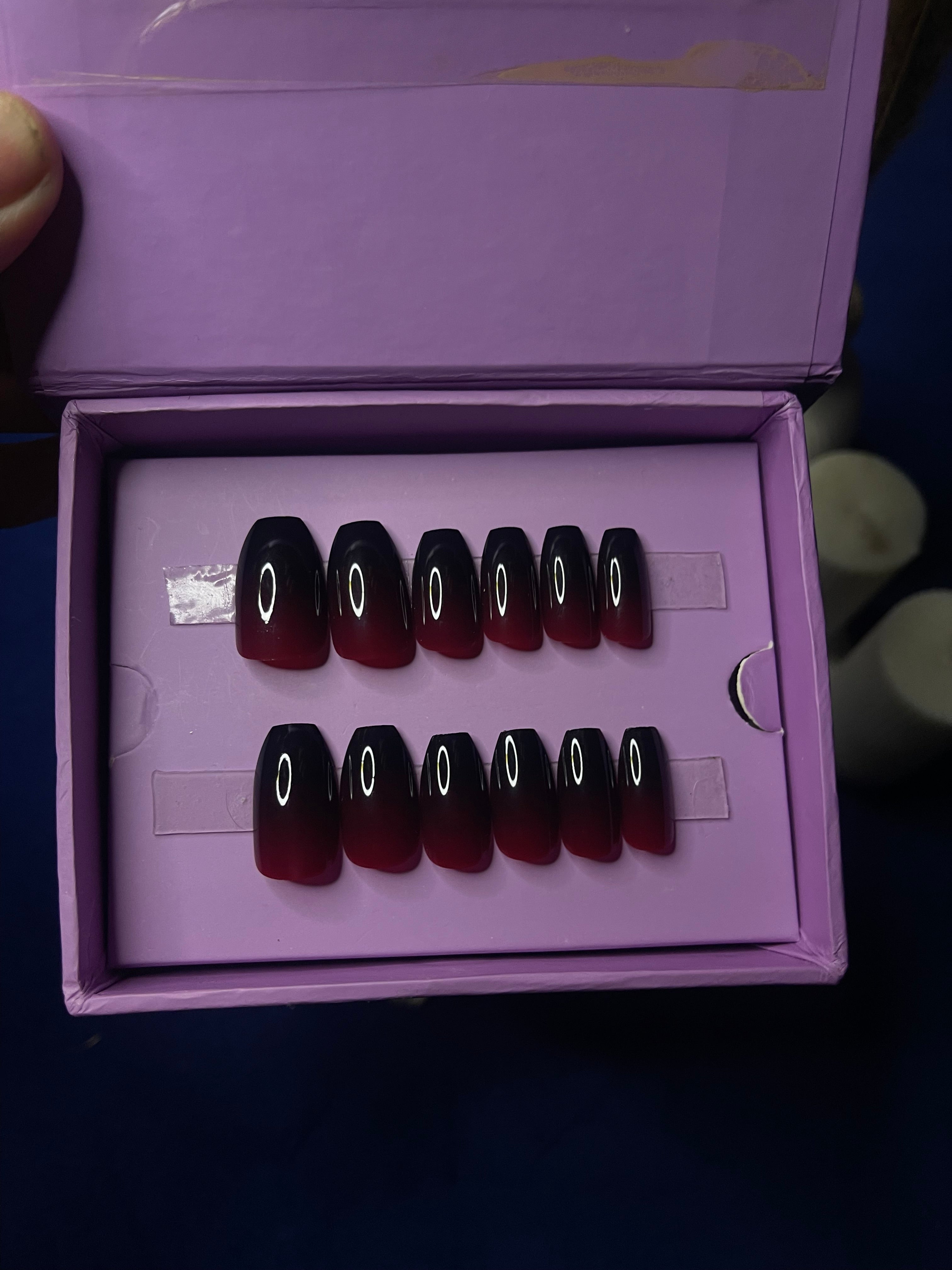 Red & Black Ombre- Coffin Press on Nails