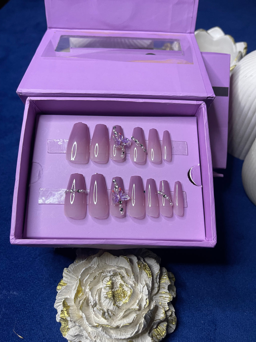 Purple Luxury Ombre- Coffin Press on Nails