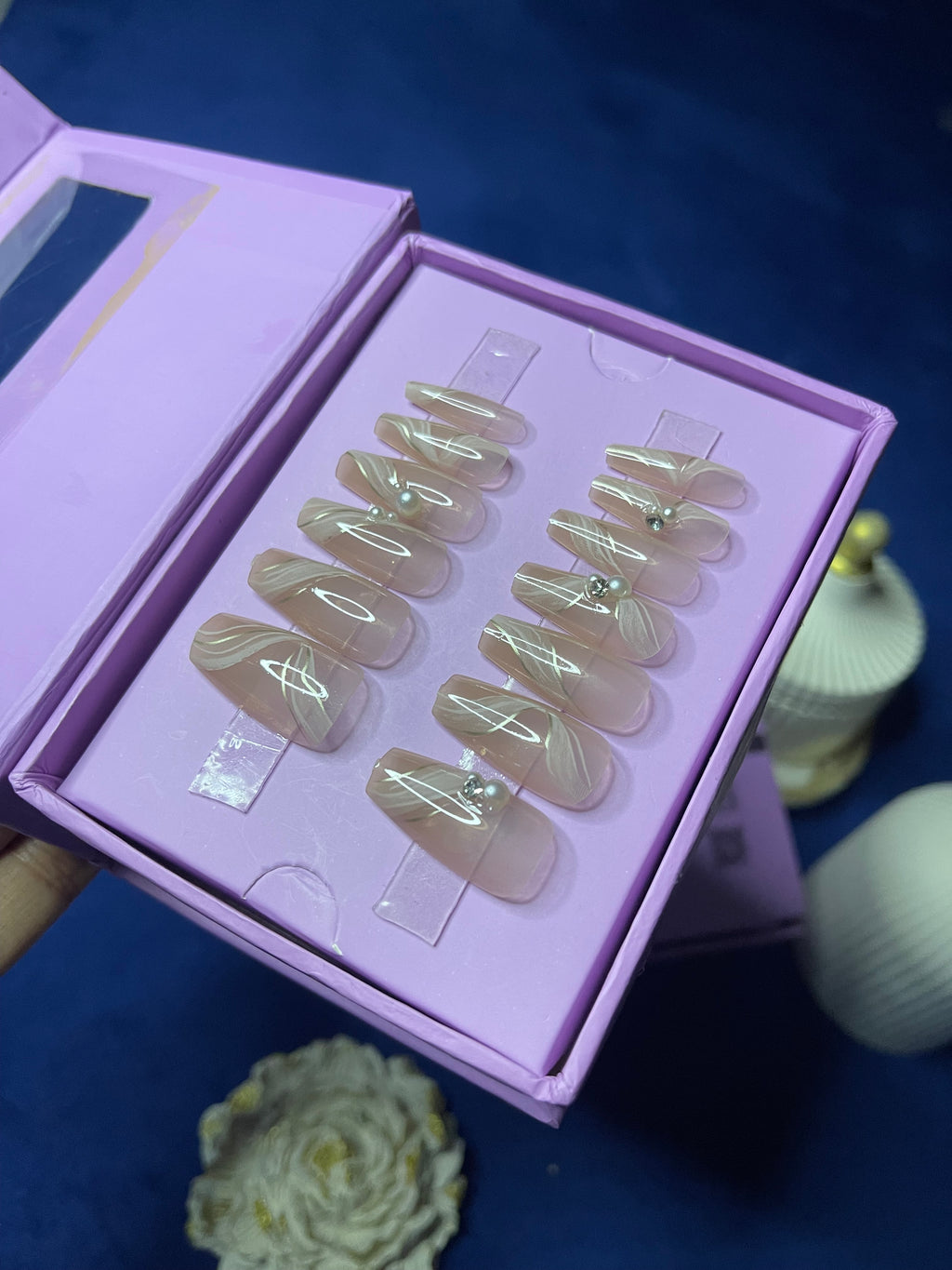 Nude Pearls - Coffin Press Ons