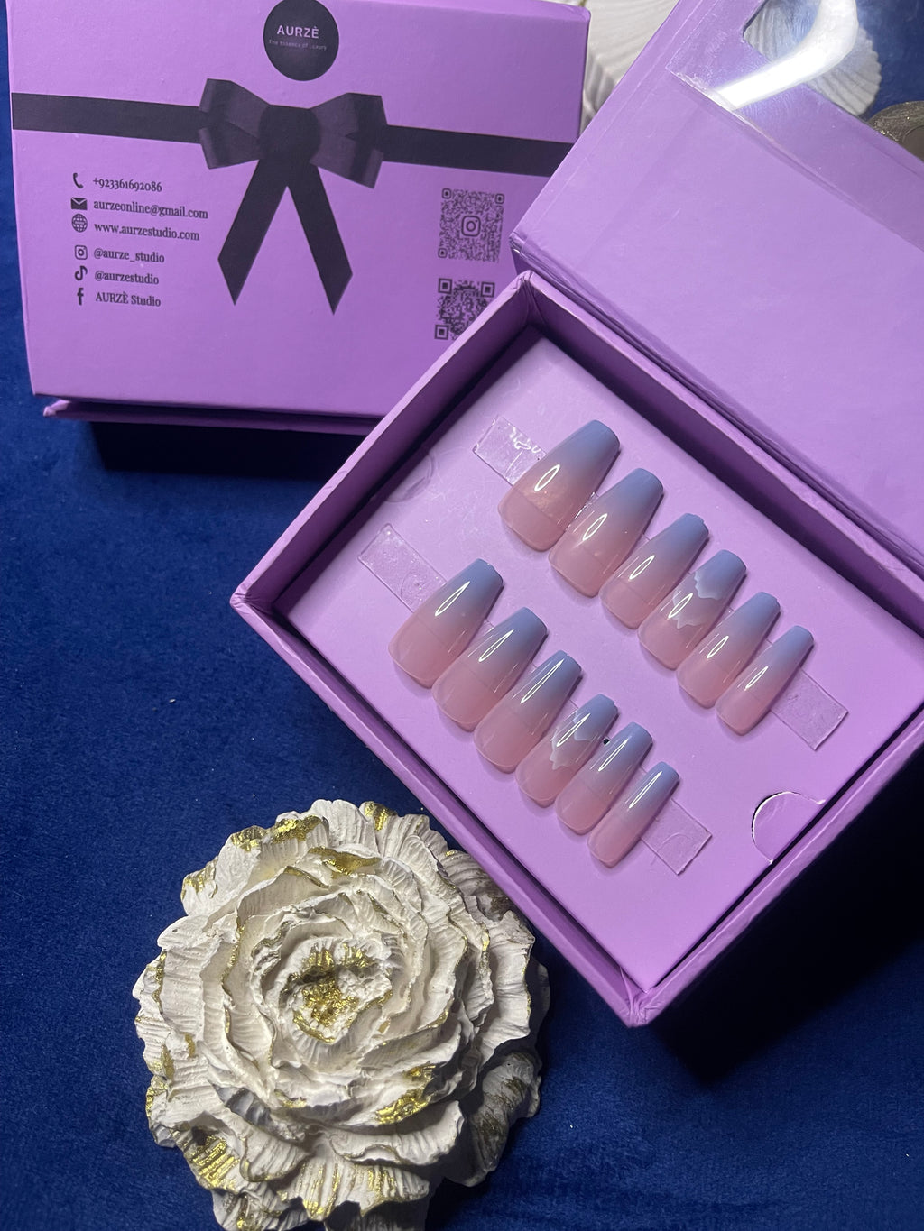 Blue French - Coffin Press On Nails