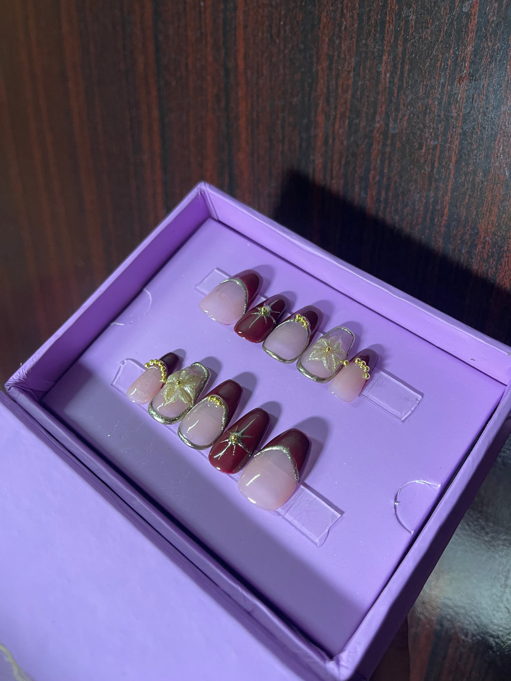 Realistic Red Event Glam - Short Coffin Press Ons