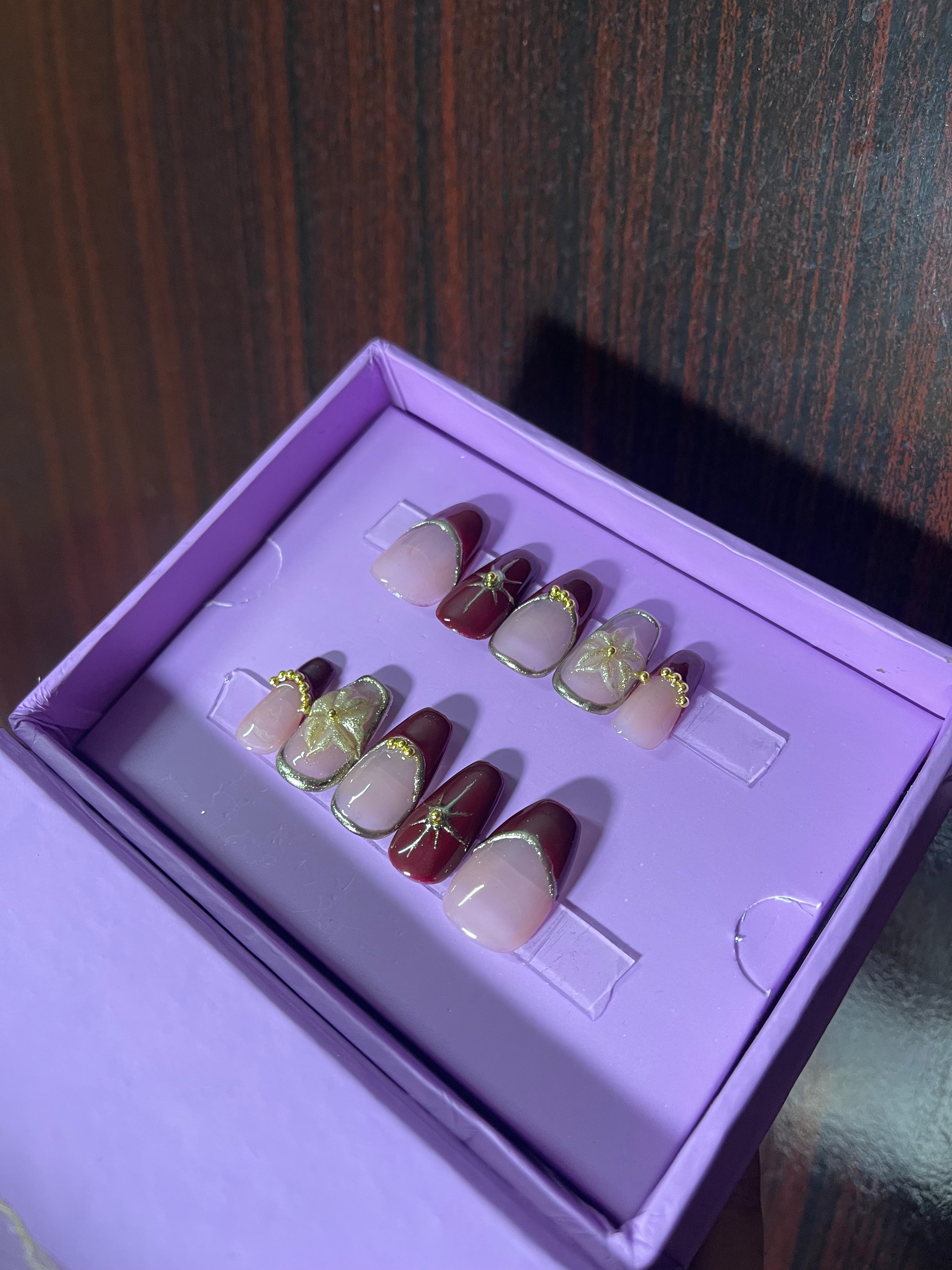 Realistic Red Event Glam - Short Coffin Press Ons