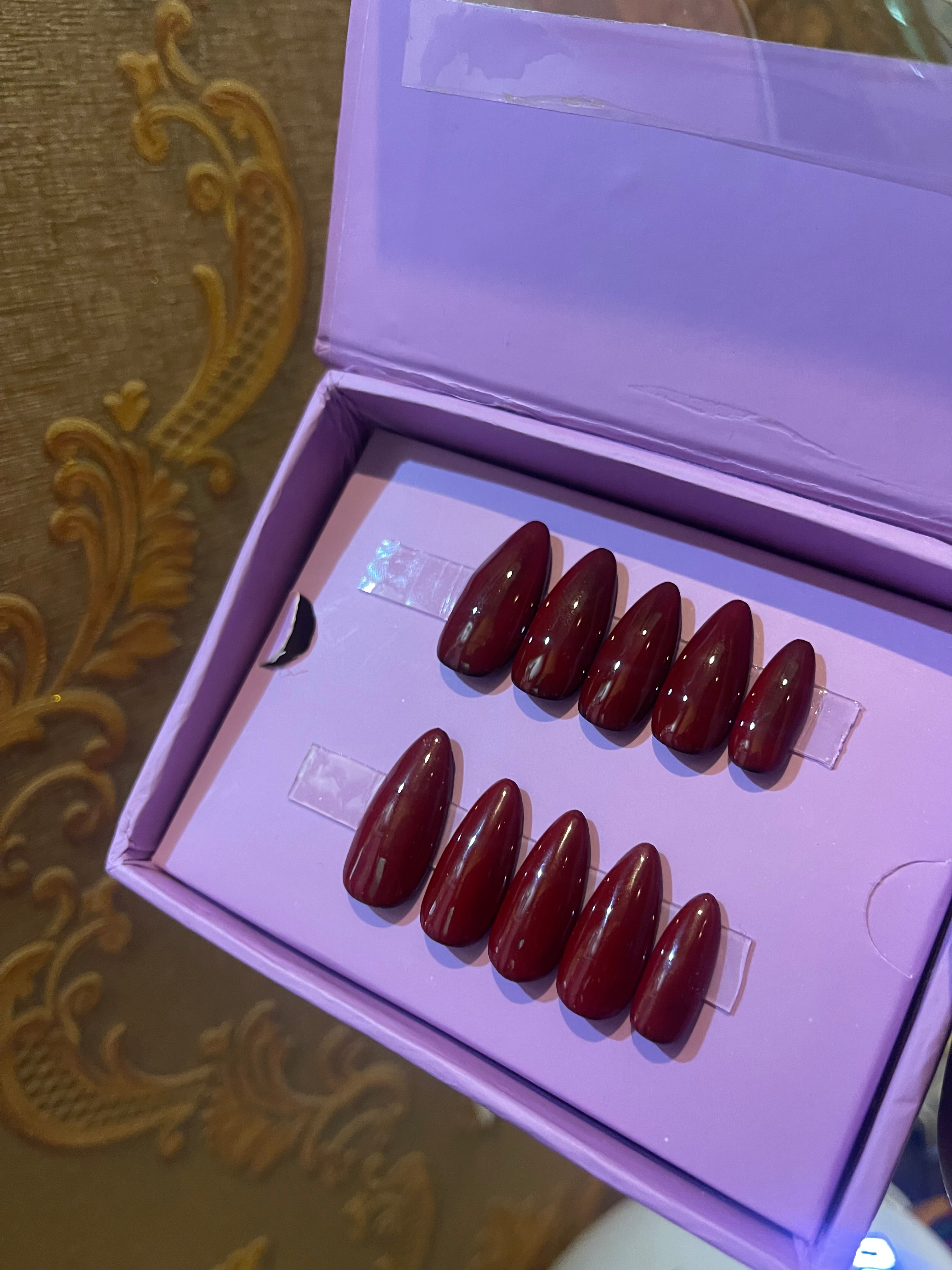 Cherry Red- Almond Press Ons