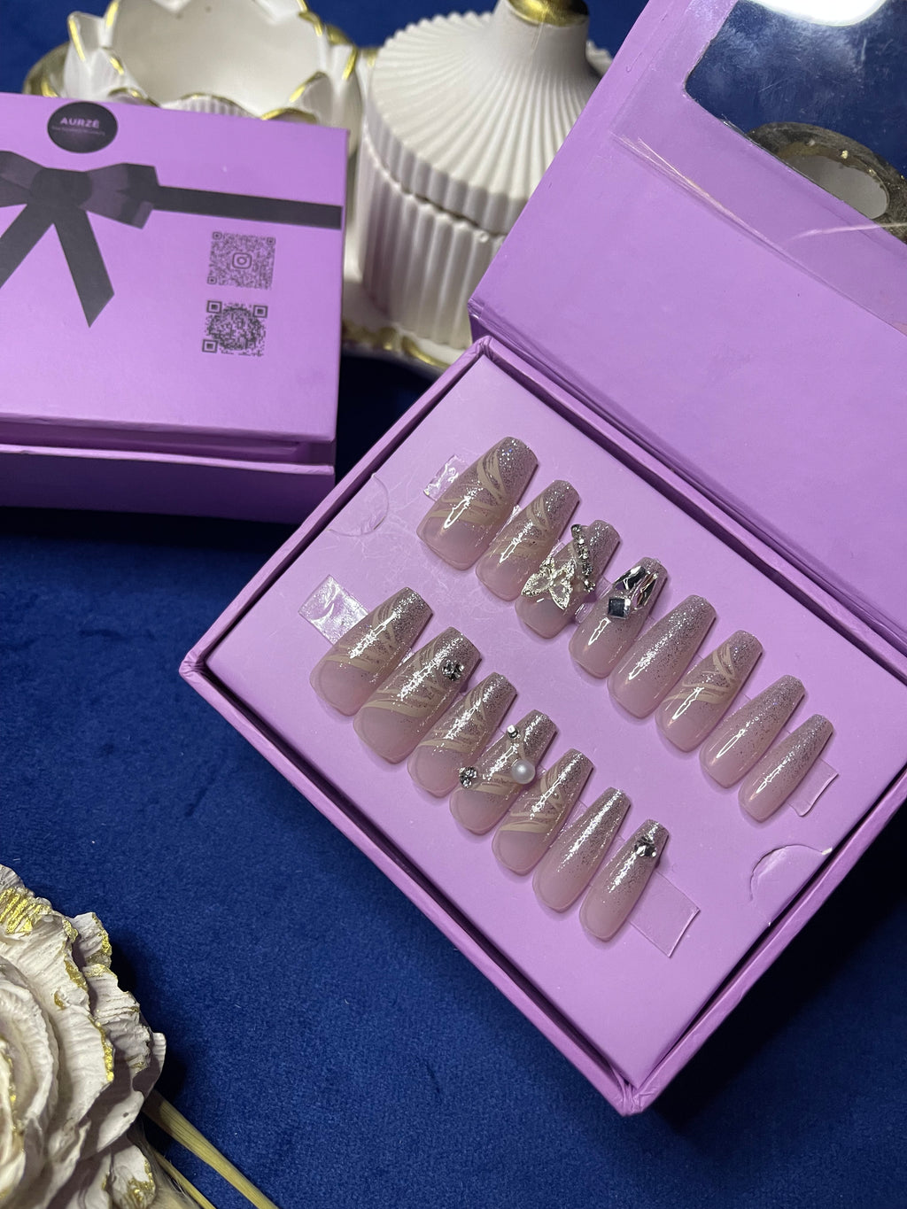 Silver Butterfly - Coffin Press Ons