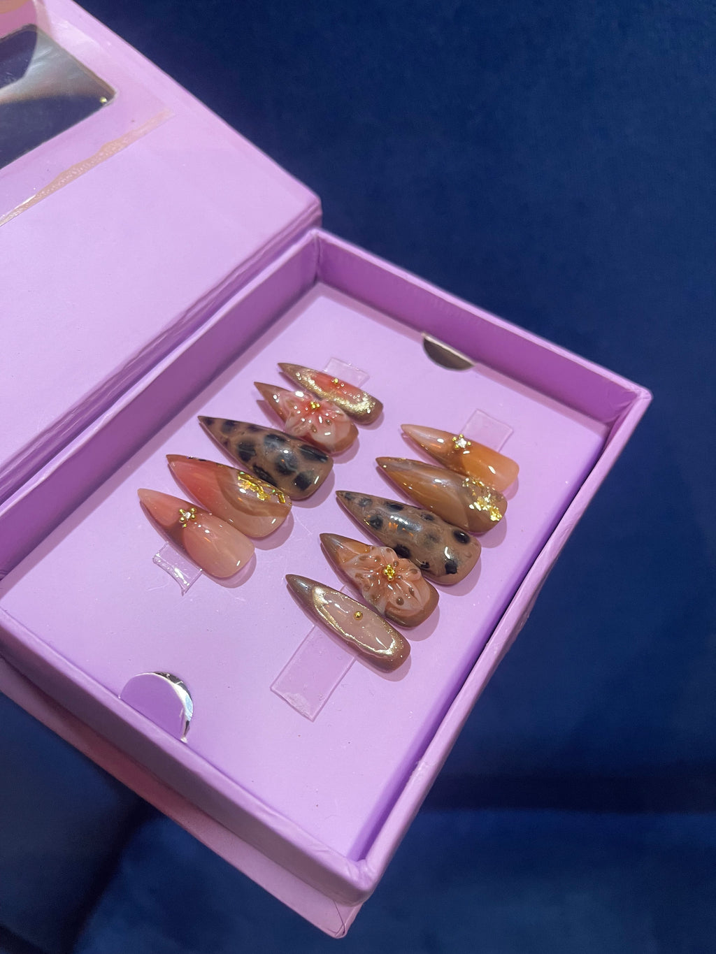 Aura of Leopard Brown- Stiletto Press On Nails