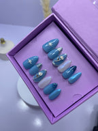 Shades of Blue - Almond Press On Nails