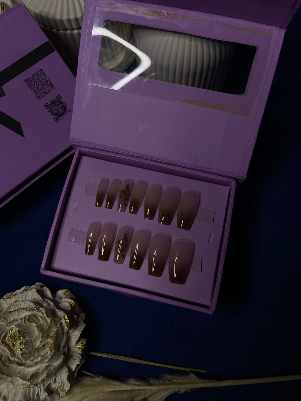 Ombre Brown- Coffin Press Ons