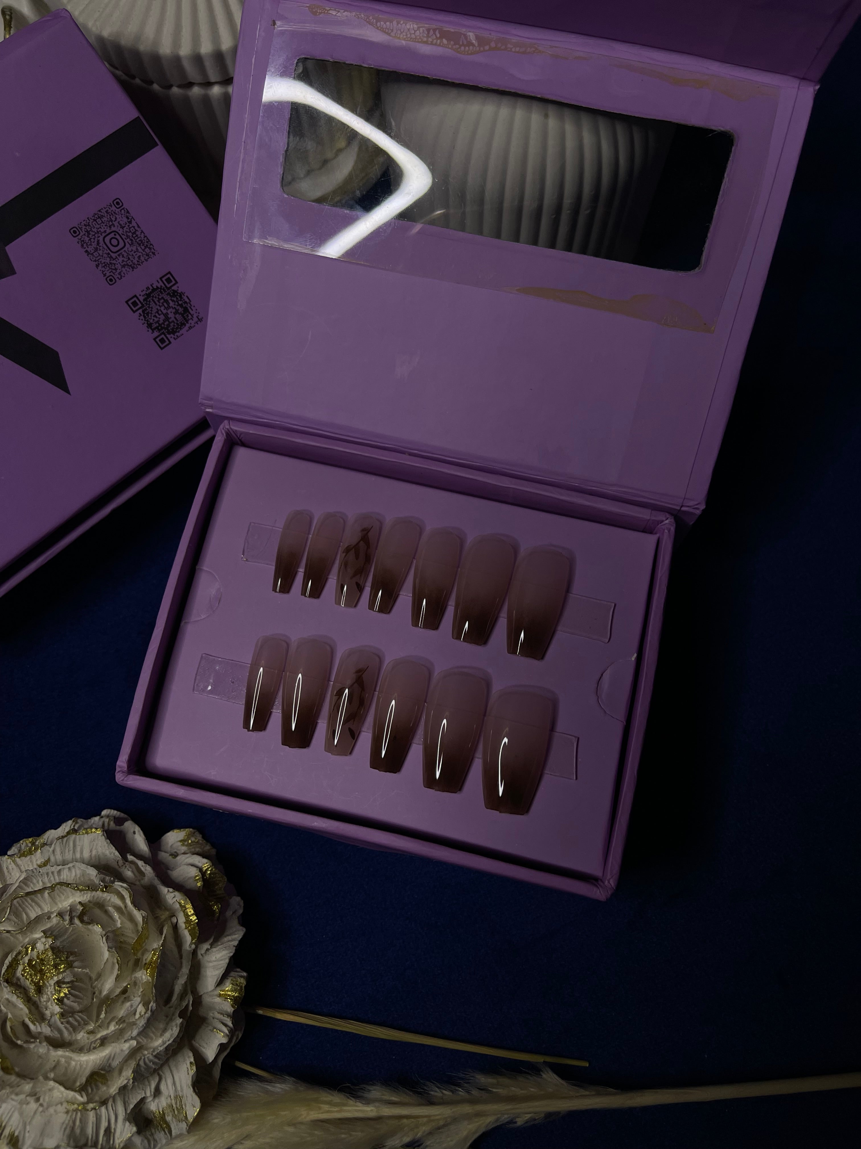 Ombre Brown- Coffin Press Ons