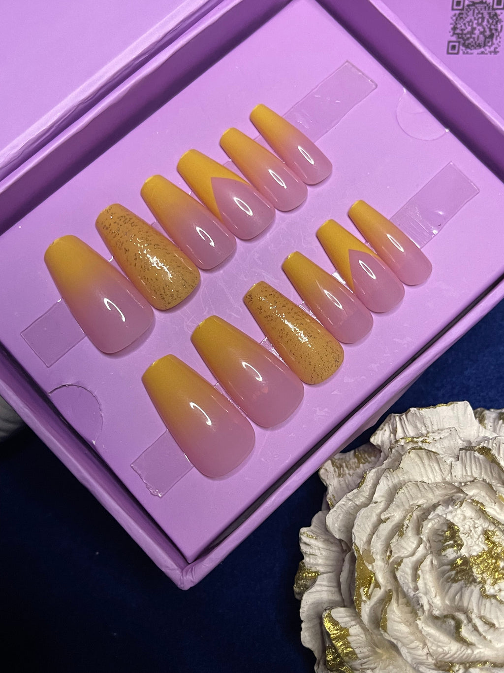 Yellow Ombre Mayon Inspo - Coffin Press Ons