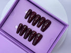 Maroon Shine - Coffin Press On Nails