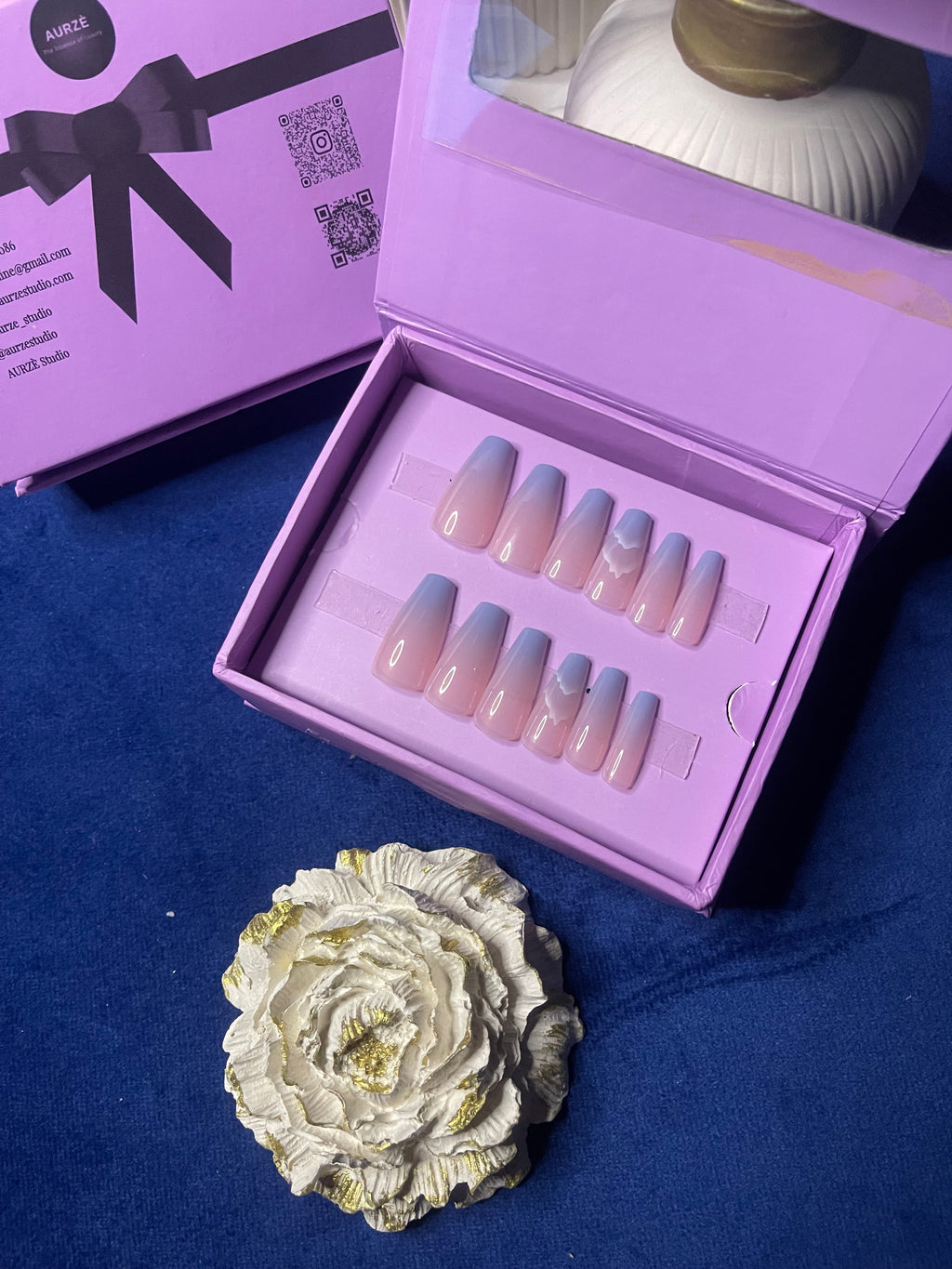 Blue French - Coffin Press On Nails