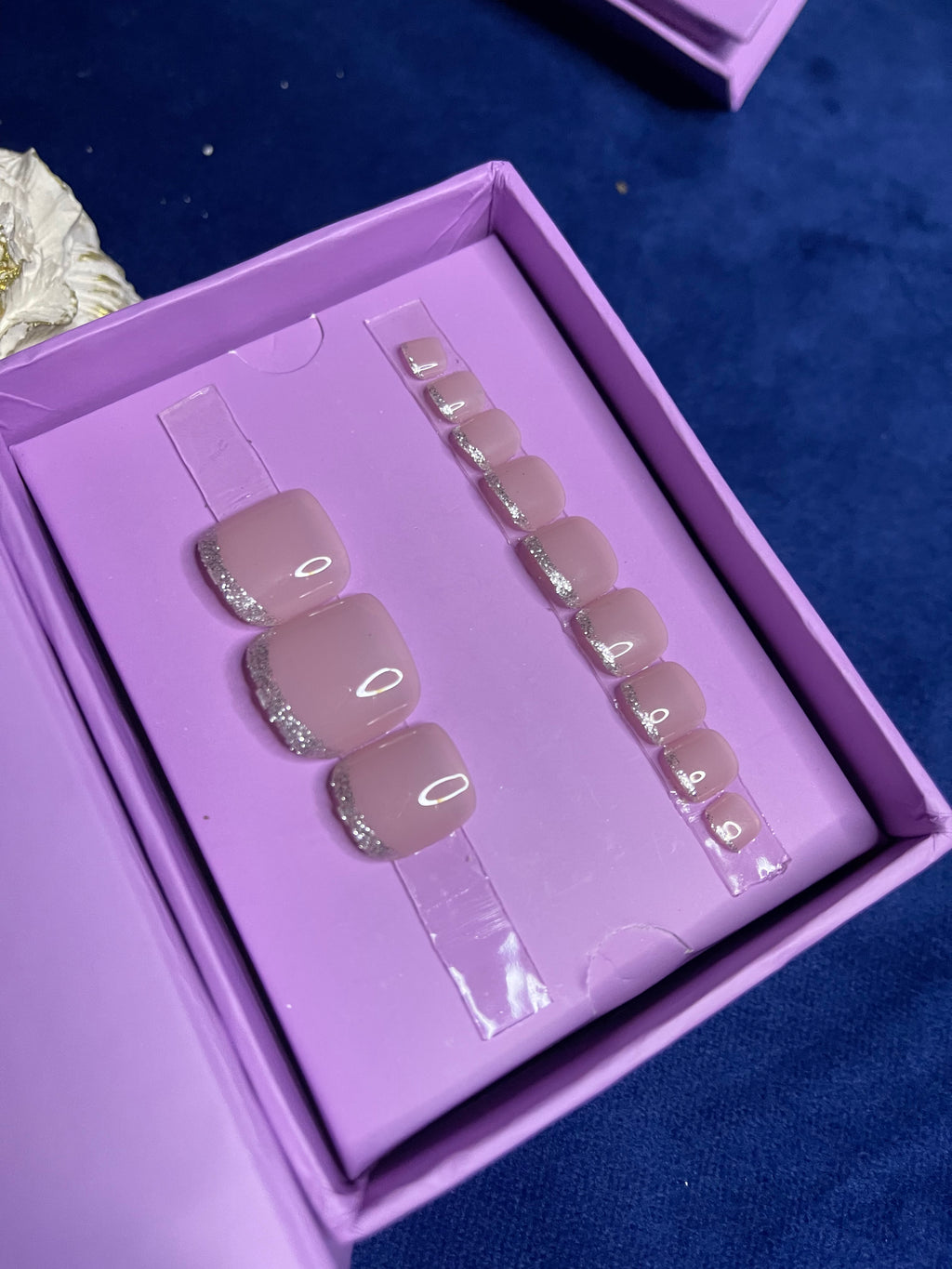 Nude Glitter French- toe nails