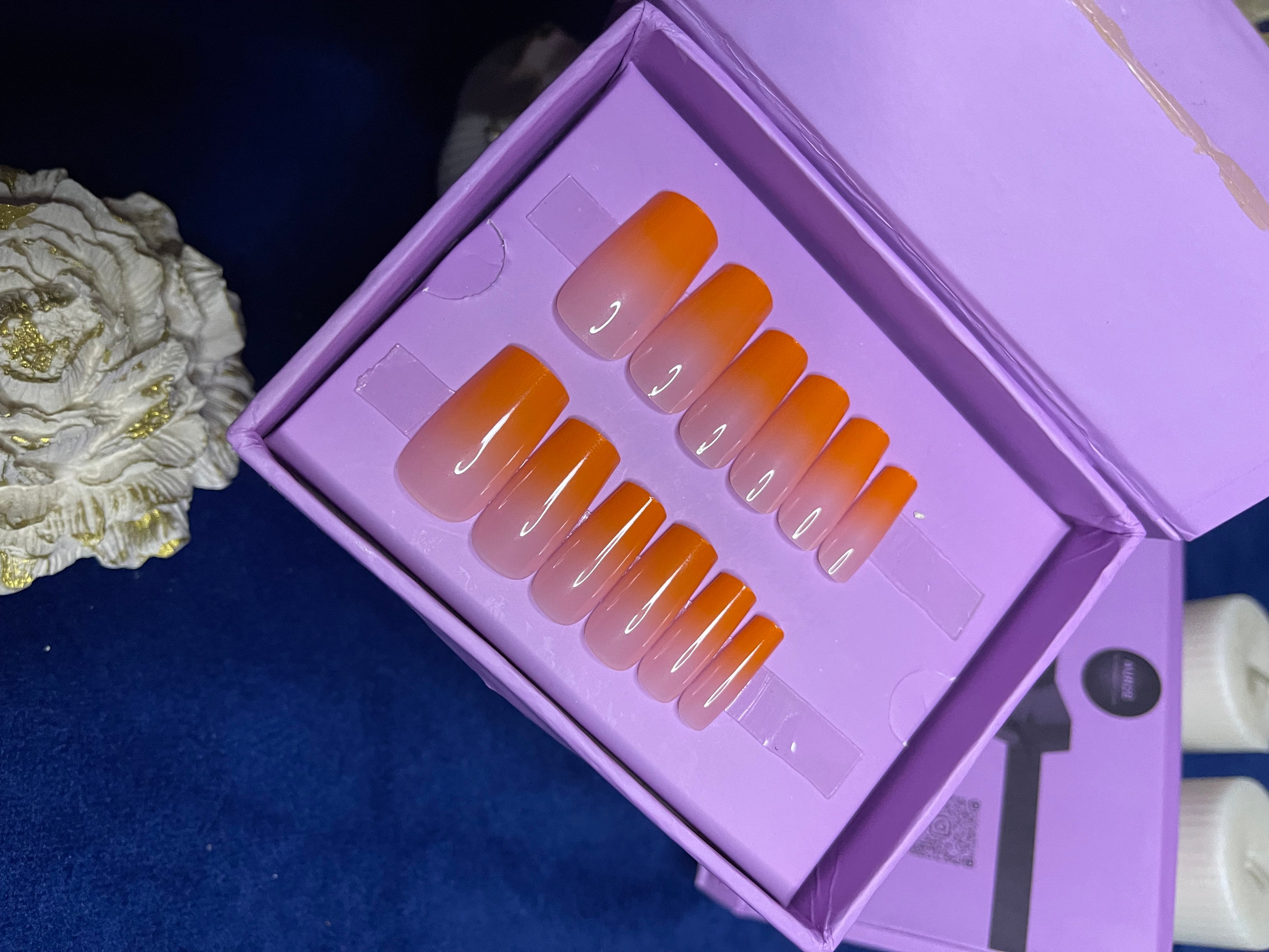 Orange Ombre Mayon Inspo - Square Press Ons