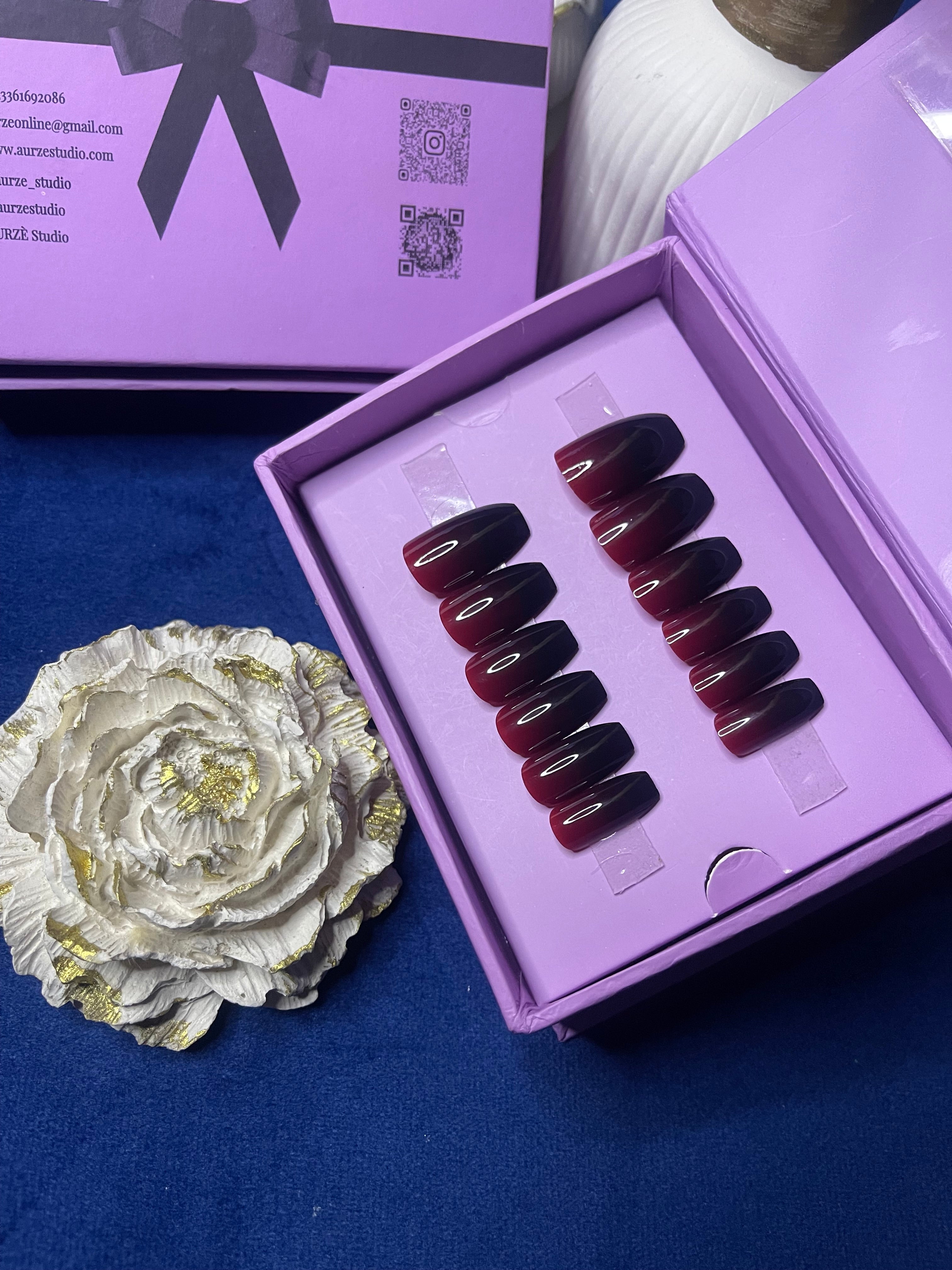 Red & Black Ombre- Coffin Press on Nails