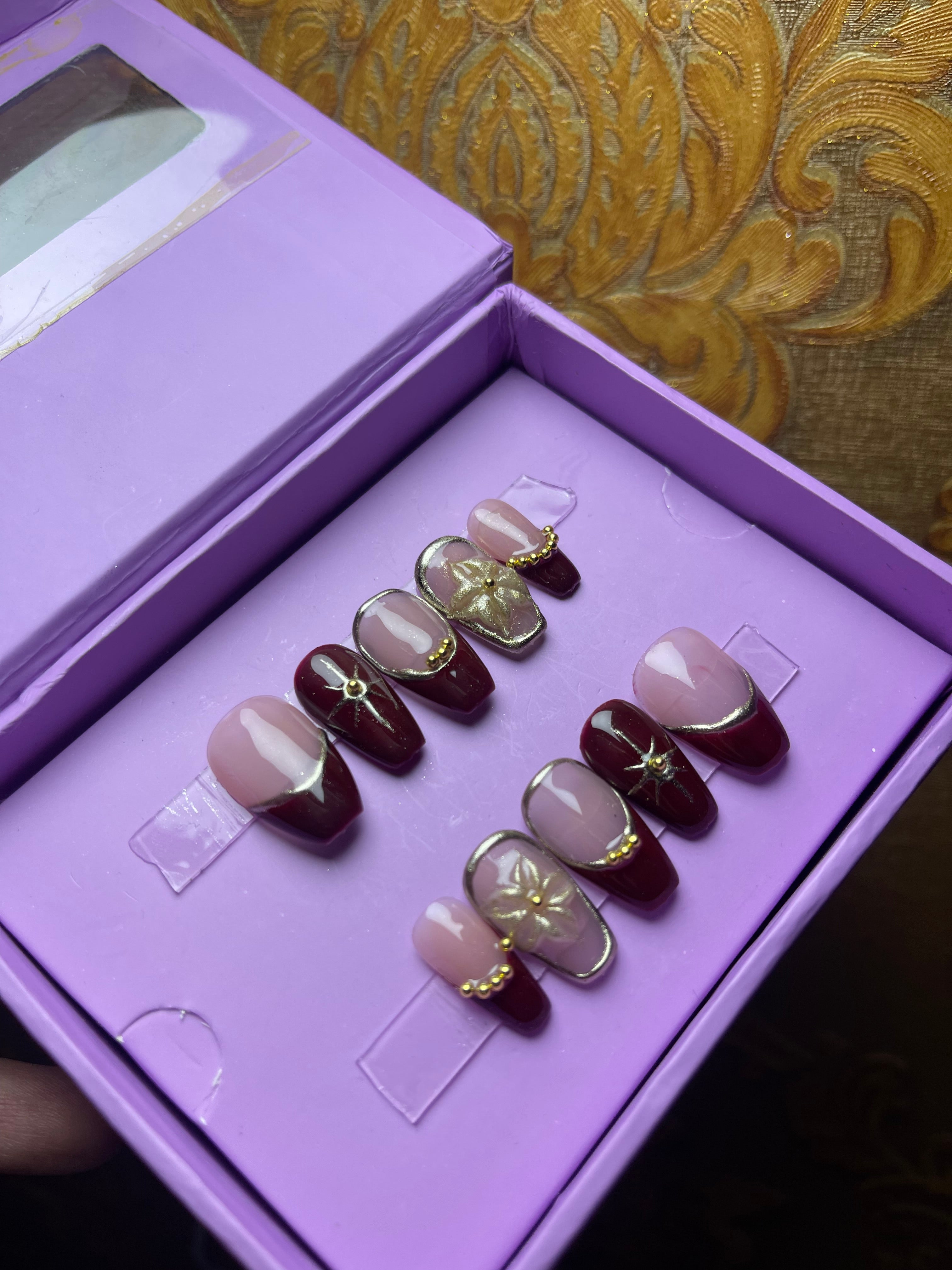 Realistic Red Event Glam - Short Coffin Press Ons